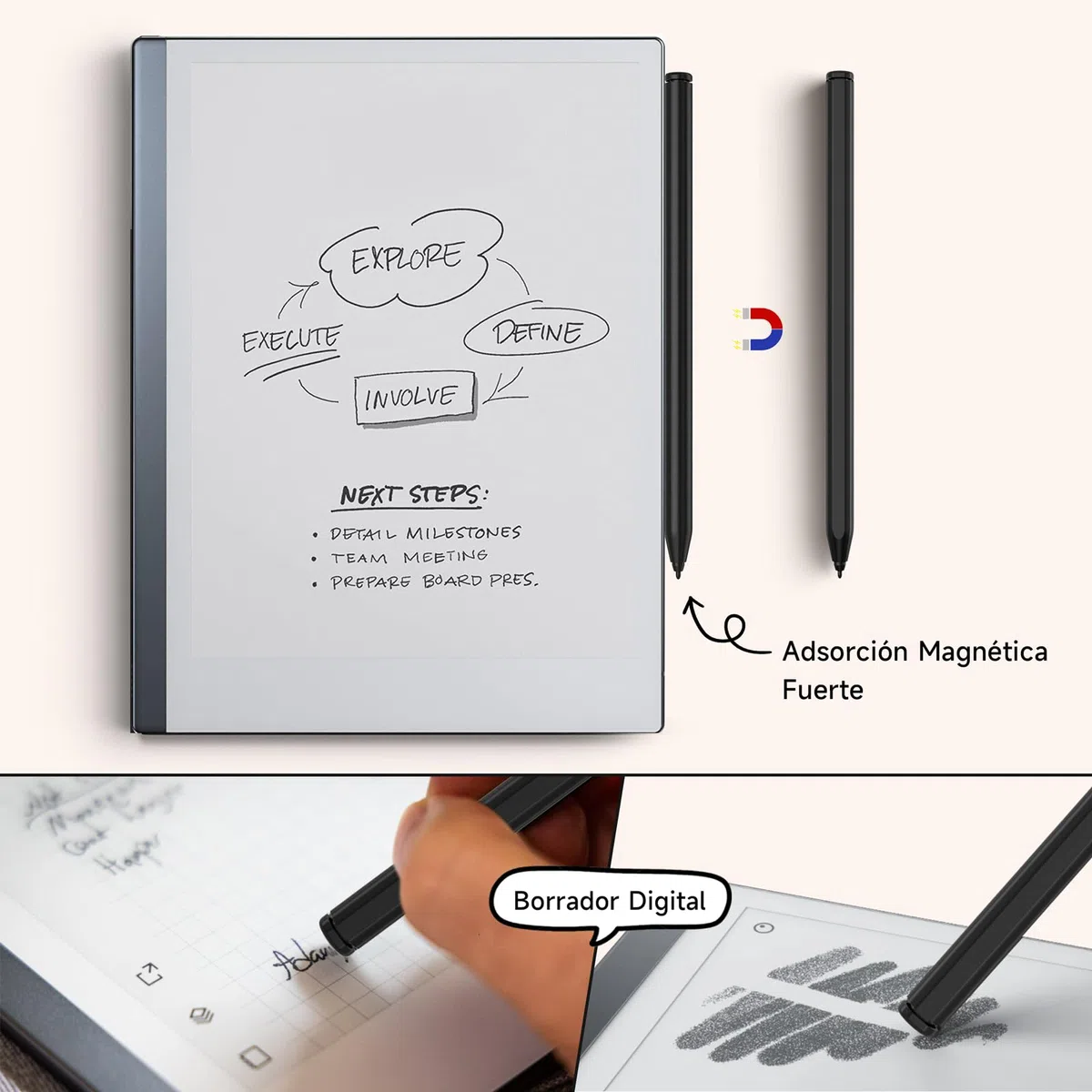 Lápiz Compatible Remarkable 2, Lápiz Capacitivo EMR con Borrador, Nivel de Presión 4096, Rechazo de Palma y Sensible a la Inclinación, Stylus Digital Compatible con Remarkable 2/1/Kindle Scribe