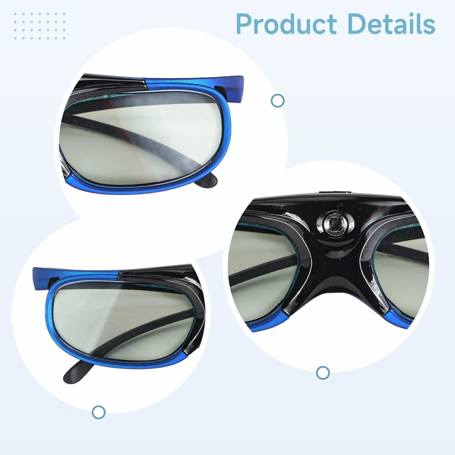 4 pares de gafas 3D activas, recargables, frecuencia de actualización de 144 Hz, amplio ángulo de visión para proyectores Dlp-Link, Xgimi, Jmgo, marco azul
