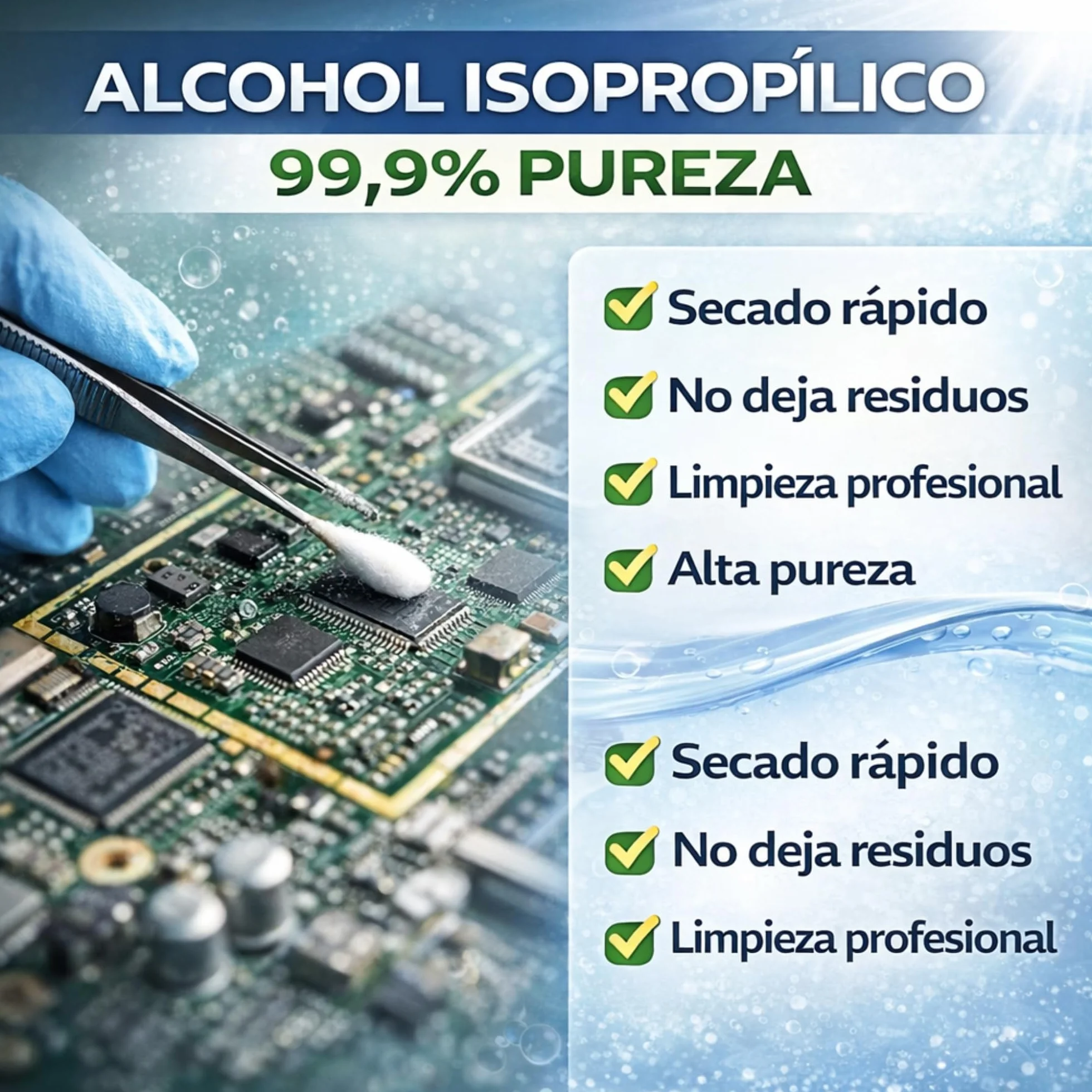 Alcohol Isopropílico 99.9% Puro - 5 Litros | Limpieza Electrónica y Eliminación de Residuos | Uso Profesional e Industrial