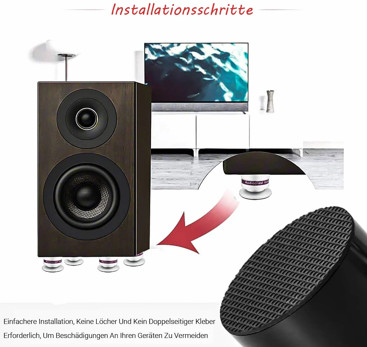 Tertullus Juego de 4 puntas de subwoofer ajustables en altura con posavasos para altavoces y subwoofer, capacidad de carga de 50 kg