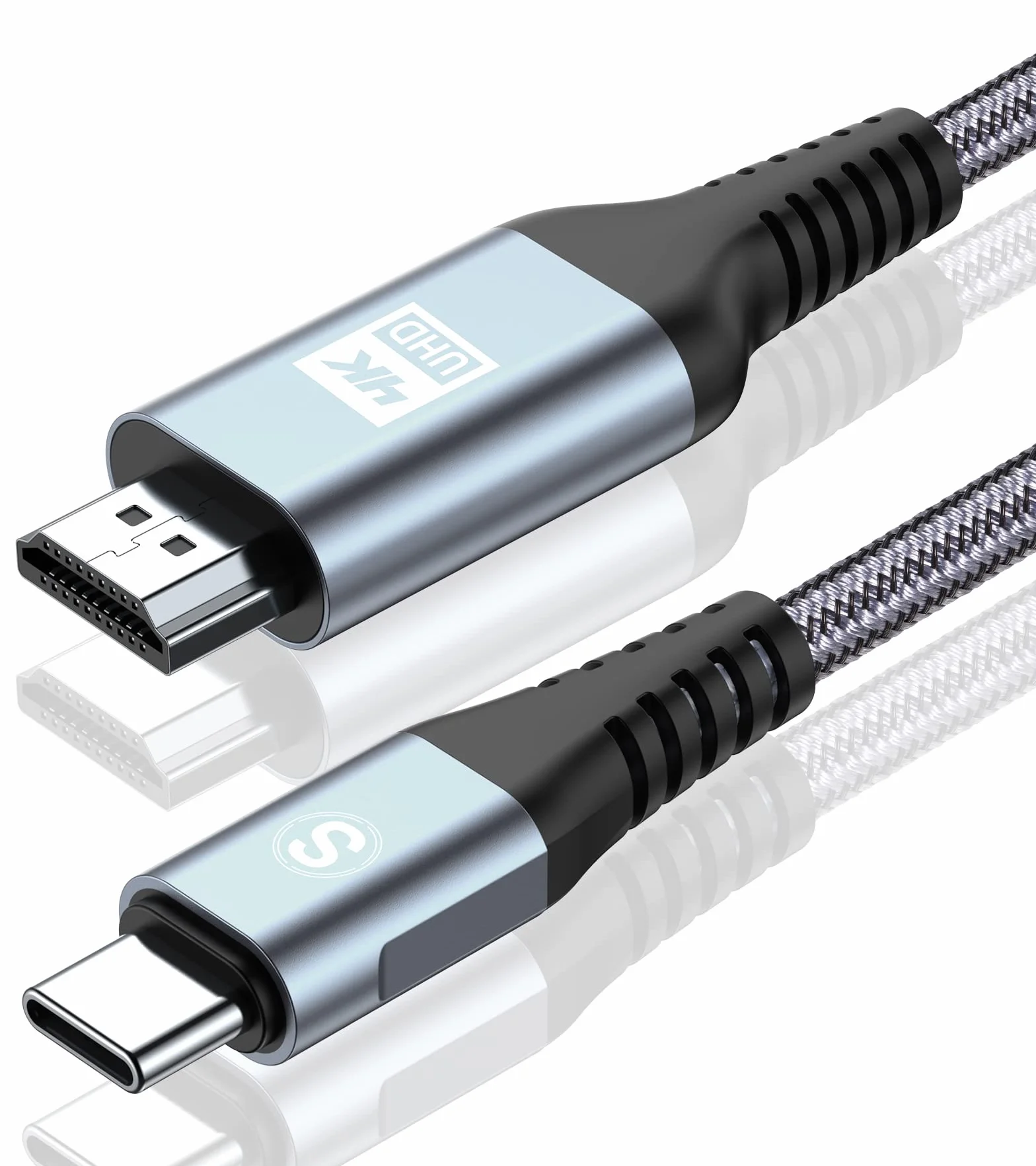Cable USB C a HDMI 4K 6M,USB Tipo C a HDMI Nylon Thunderbolt 5/4 Adaptador Compatible para i Phone 17 16 15 Pro Max,MacBook Pro/Air,iPad Pro,iMac,Samsung S26 S25 S24 S23 S22 S21 S20 etc.