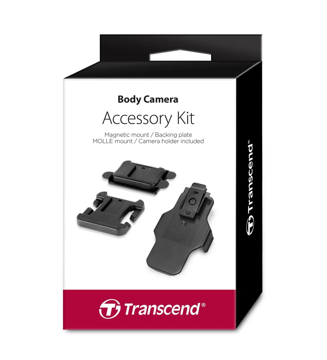 Transcend Accessory Kit para Bodycam TS-32GDPB20A, Incluye Clip de Montaje magnético, Montura MOLLE y Montura para cámara TS-DBK2