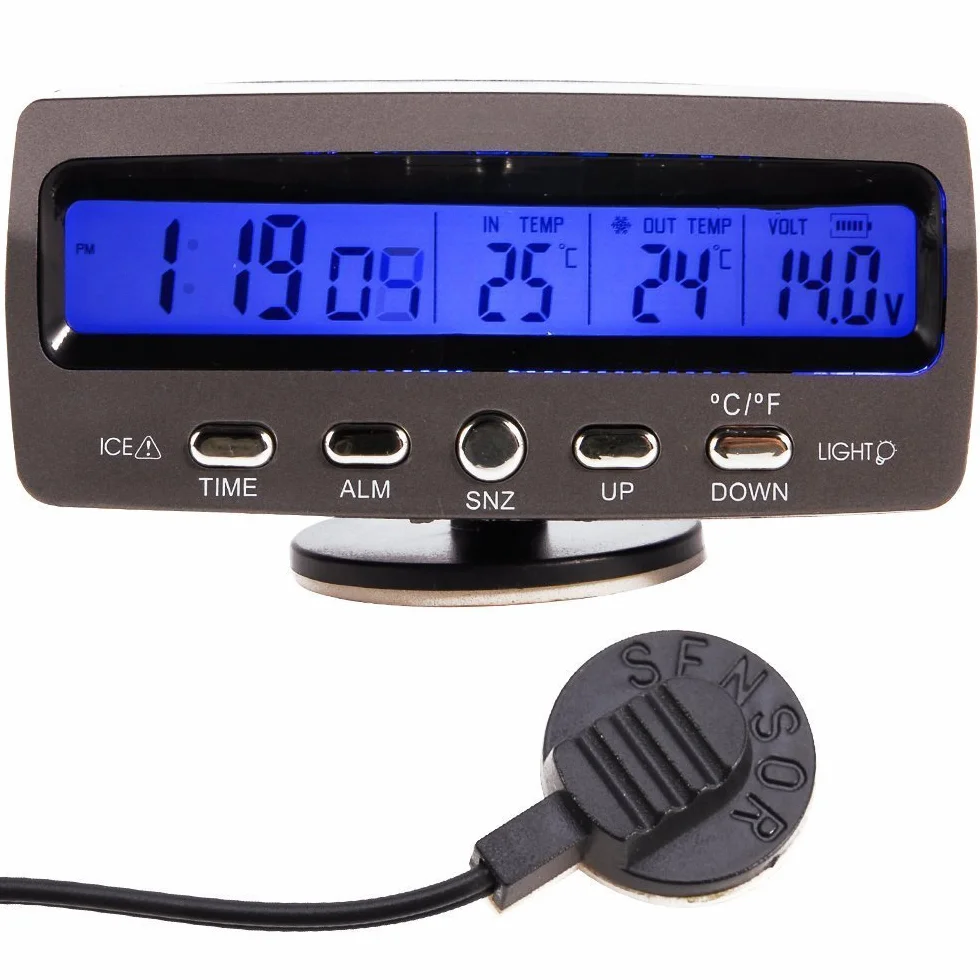12V Termómetro de la temperatura del monitor de la alarma LCD/Battery del coche