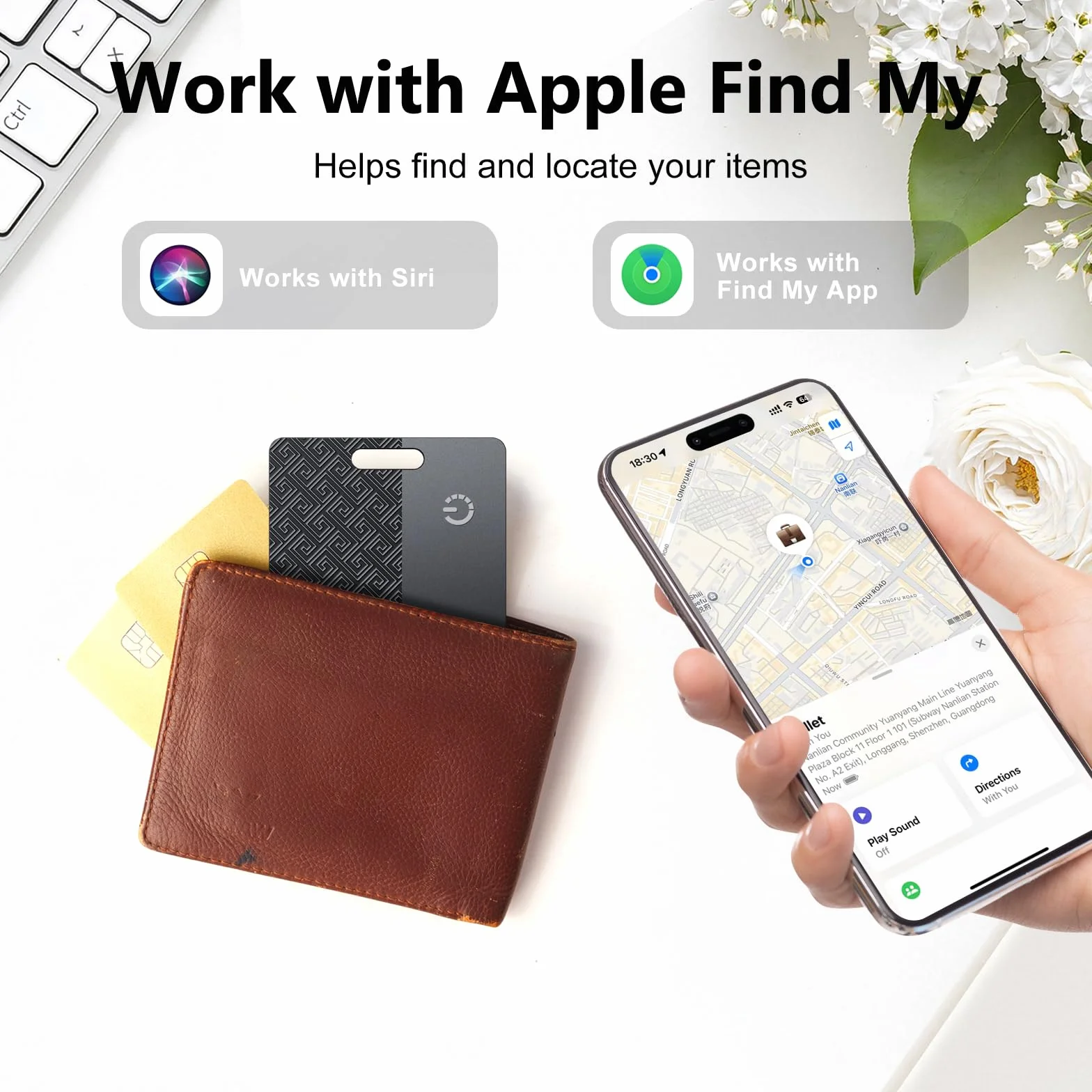 Wallet Tracker Card 2 Pack(Solo iOS): Compatible con Apple Find My, Tarjeta de Rastreo Inteligente, Buscador de Carteras, 0,07 Pulgadas de Grosor, Resistencia al Agua IP68, Carga Inalámbrica