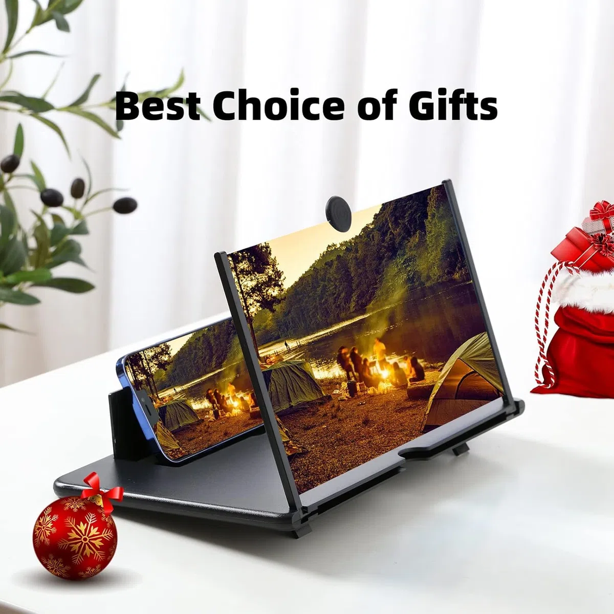Lupa para móvil, 16 Pulgadas HD Amplificador de Pantalla para movil, 3-4 aumentos, antirreflectante, Plegable, Compatible con Todos los Smartphones (Negro)