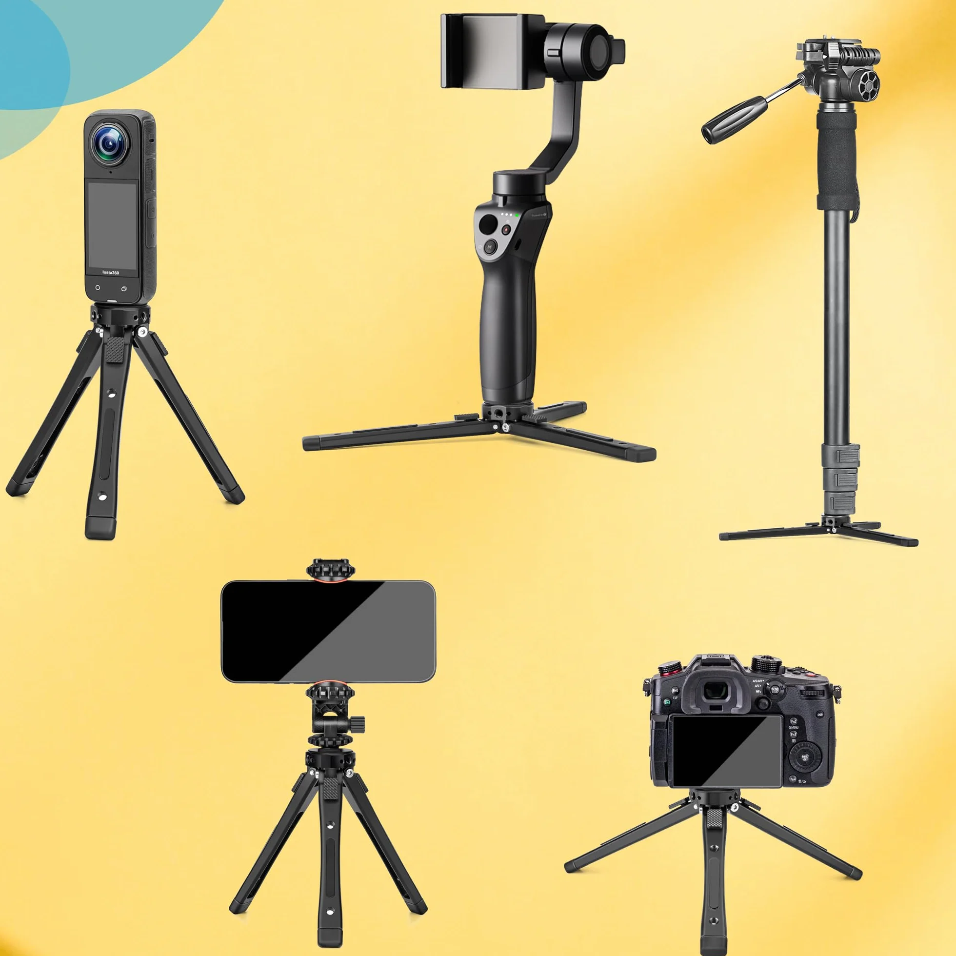 Zeadio Trípode de Metal Extra Resistente - Soporte de Mesa Universal Compacto para Cámara, Gimbal, Cámara de Acción, Videocámara, Micrófono, Luz LED, Smartphone y Más (Soporta 40kg/88lb)