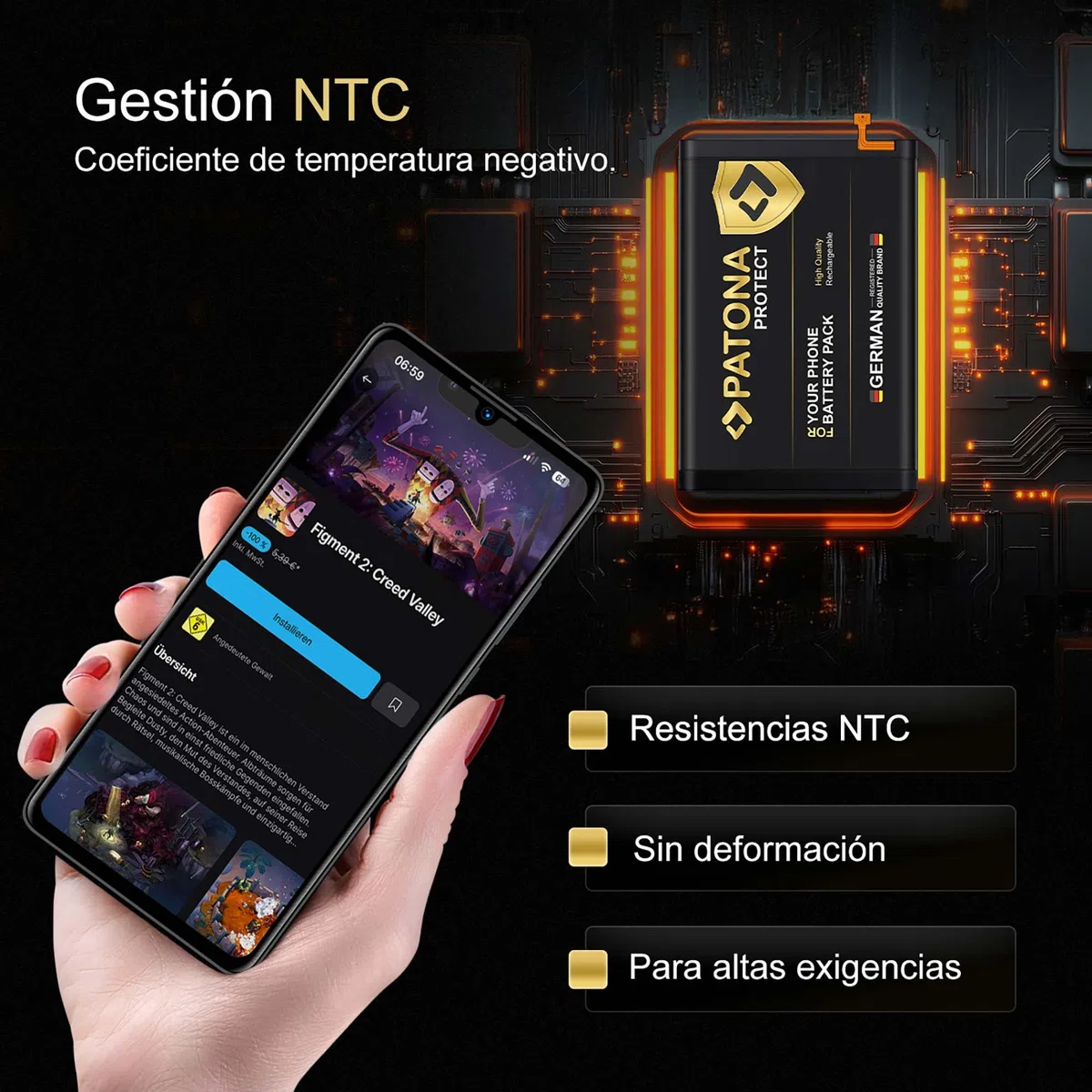 PATONA Protect Batería Repuesto para Samsung Galaxy S10 Plus SM-G975F 10+ EB-BG975BU – 4100mAh Li-Polymer para Smartphone, protección contra sobrecarga y Temperatura NTC, Incl. Kit de instalación