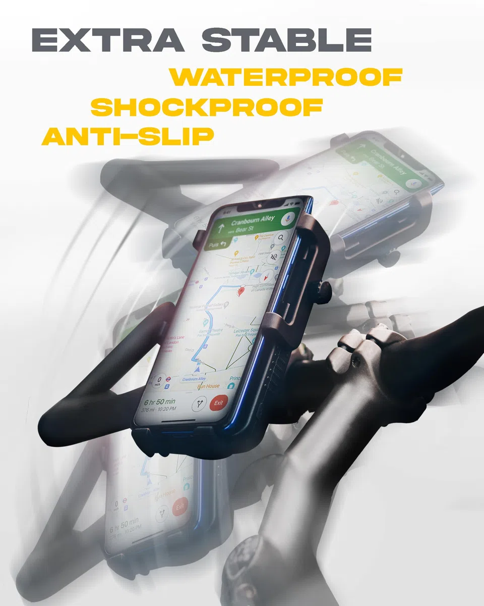 Sunslice Soporte Movil Bicicleta:, Soporte móvil Moto, Soporte móvil con Power Bank Integrado, Soporte telefono Bicicleta Compatible para iPhone, Samsung, inalámbrico, Carga móvil sin Cable