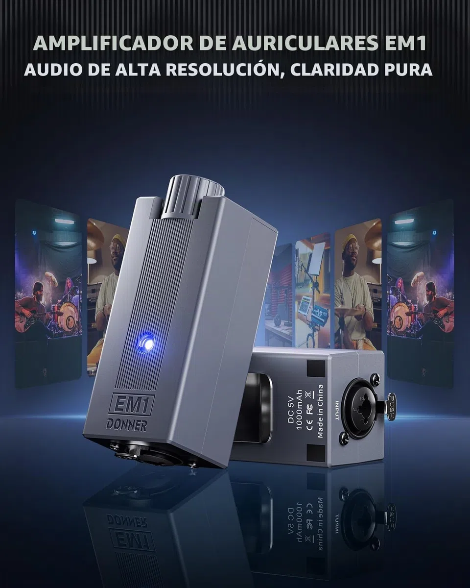 Donner EM1 Auriculares Amplificador de Recargable Monitor Intrauditivo Personal Portátil Analógicos Estéreo Control de Volumen Amplificador de Audio con Entrada XLR y TRS Conector de Salida de 3,5 mm