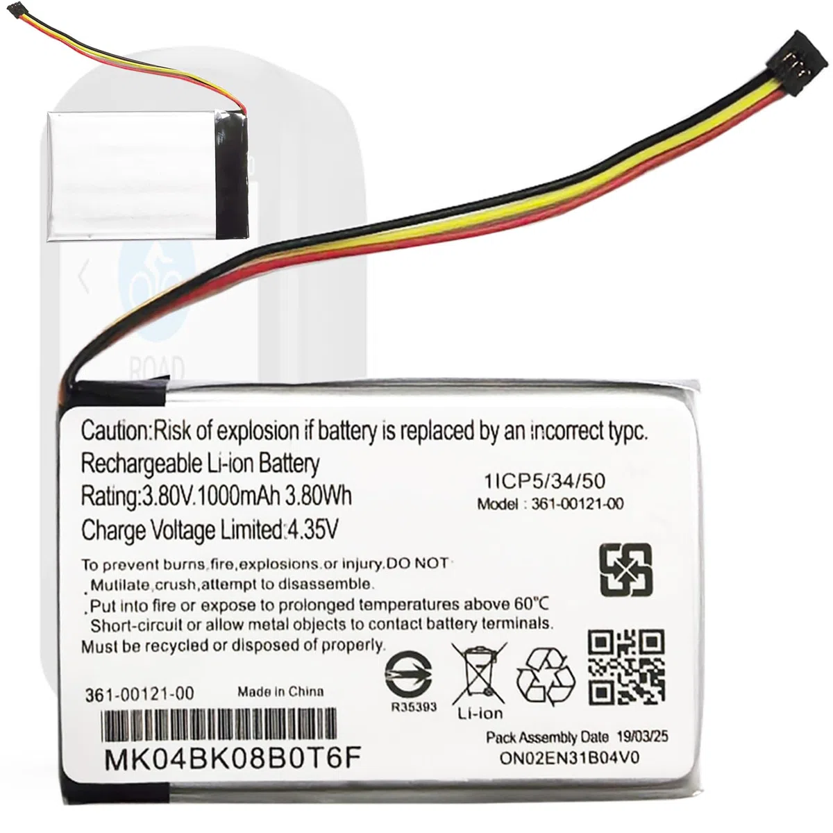 361-00121-00 batería de repuesto 361-00121-00 compatible con Garmin Edge 830, rastreador GPS 530, batería para dispositivos de navegación