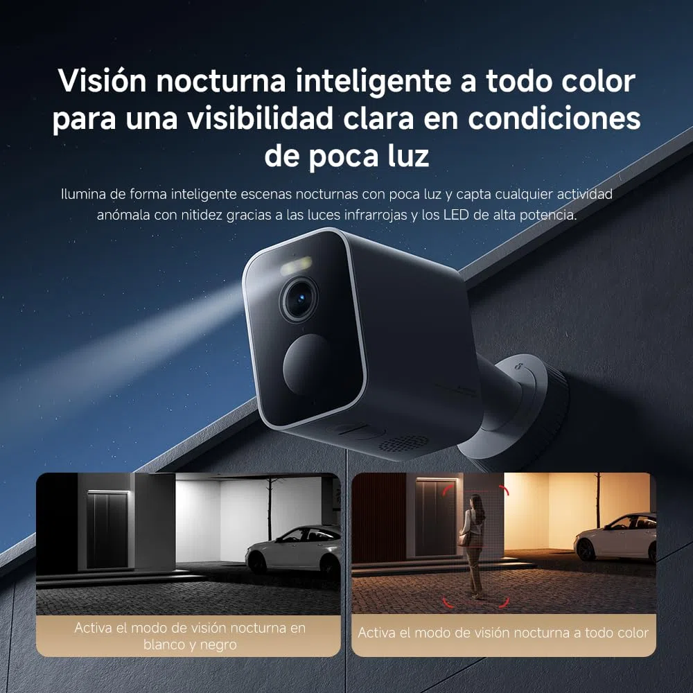 XIAOMI Outdoor Camera BW300, Cámara Exterior con batería de Larga duración, resolución 2k, IP67, Nocturna a Color, 130º, Blanco