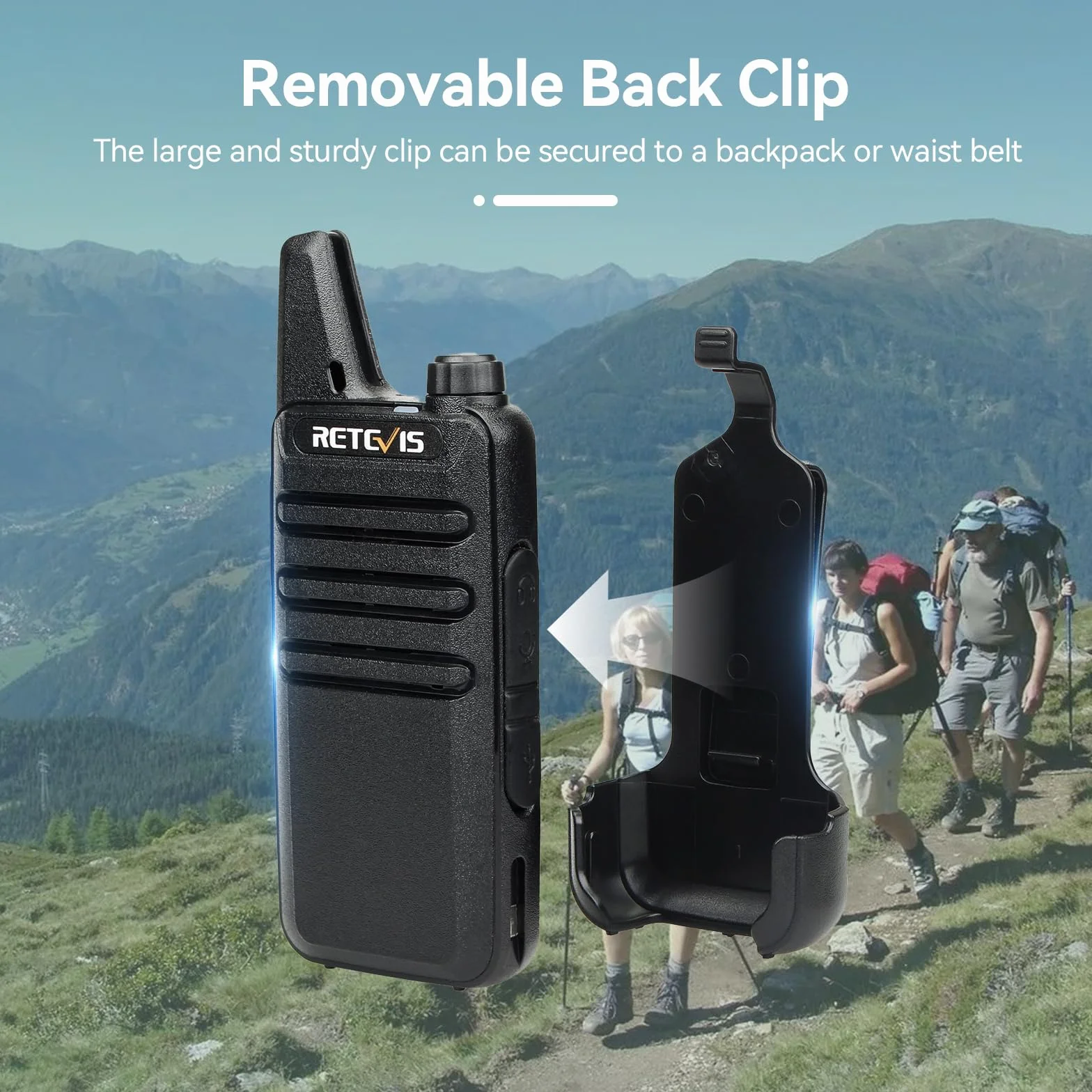 Retevis RT622 Walkie Talkie Profesionales, PMR446 16 Canales Walky Talky Recargable, CTCSS DCS Sonido Claro, VOX, Walkie Talkie Larga Distancia para Adultos, Senderismo (Negro, 1 Par)
