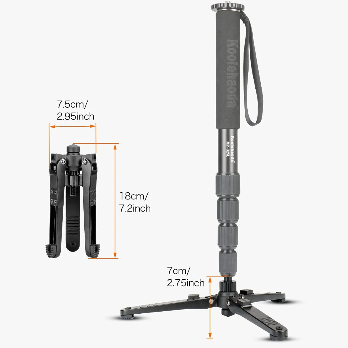 Koolehaoda Monopod Base Trípode Stand con Tornillos de 3/8" para Monopod Ball Head - (KM3)