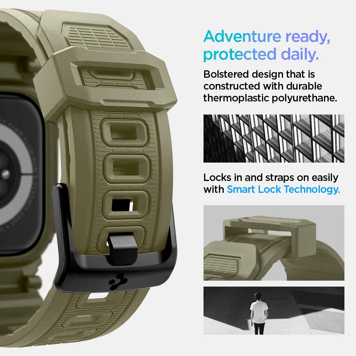 Spigen Rugged Armor Pro Funda con correa de TPU Compatible con Apple Watch Serie 11/10 46mm (2025/2024)