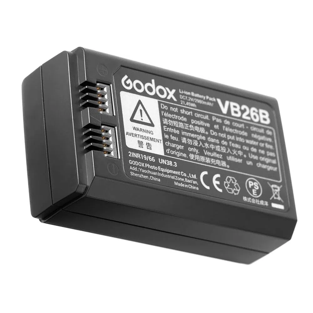 Godox Batería VB26 VB26B 7,2 V 2980MAh para Godox V1 C/N/S/F/O/P Flash Redondo y Godox V860iii S/N/C/F/O/P Flash V850III AD100Pro Speedlight