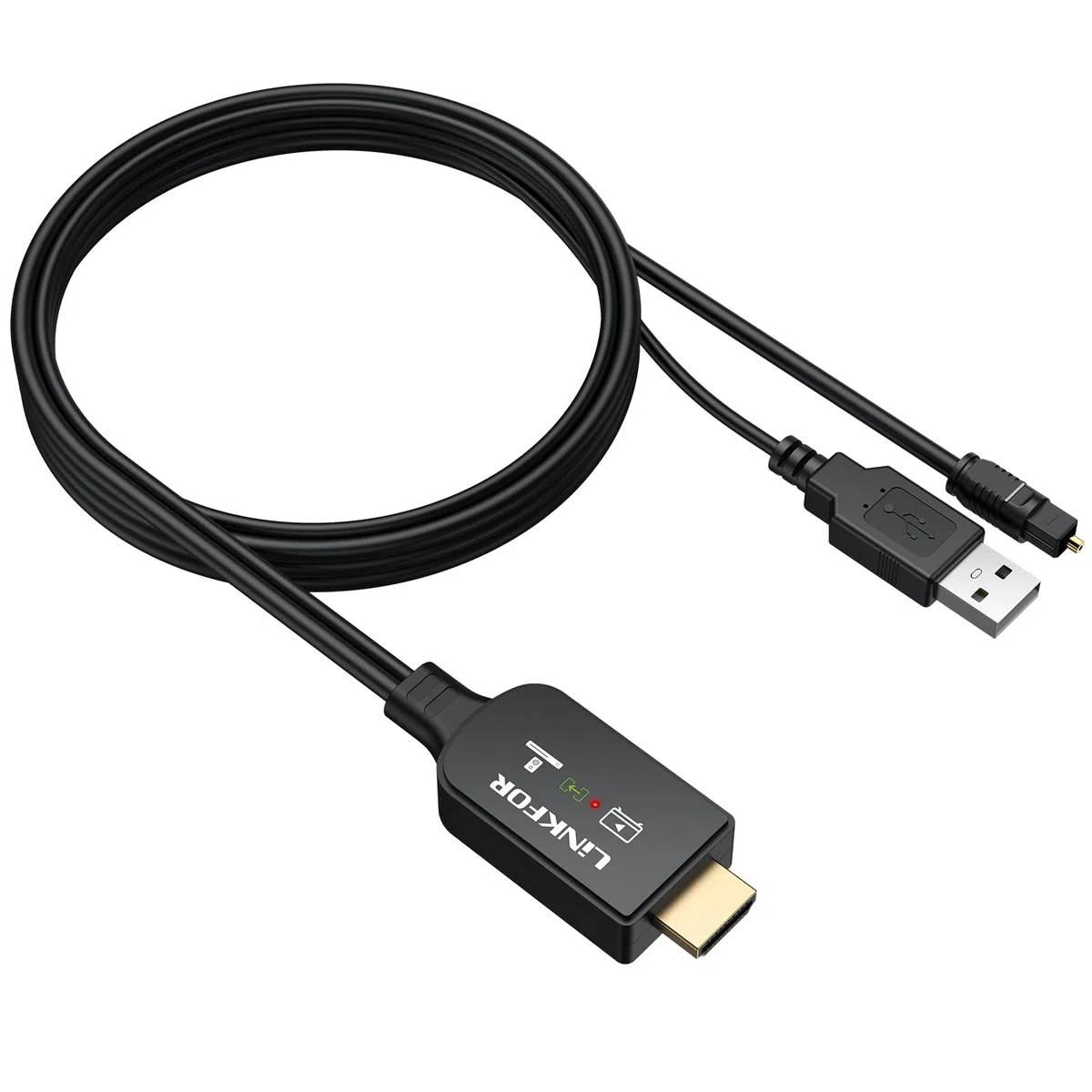 LiNKFOR Extractor de Audio HDMI eARC ARC,Cable HDMI a Óptico Toslink de 1.5m Compatible con PCM 2.0,Dolby 5.1 y DTS 5.1 para Sondbar y TV con Interfaz eARC ARC