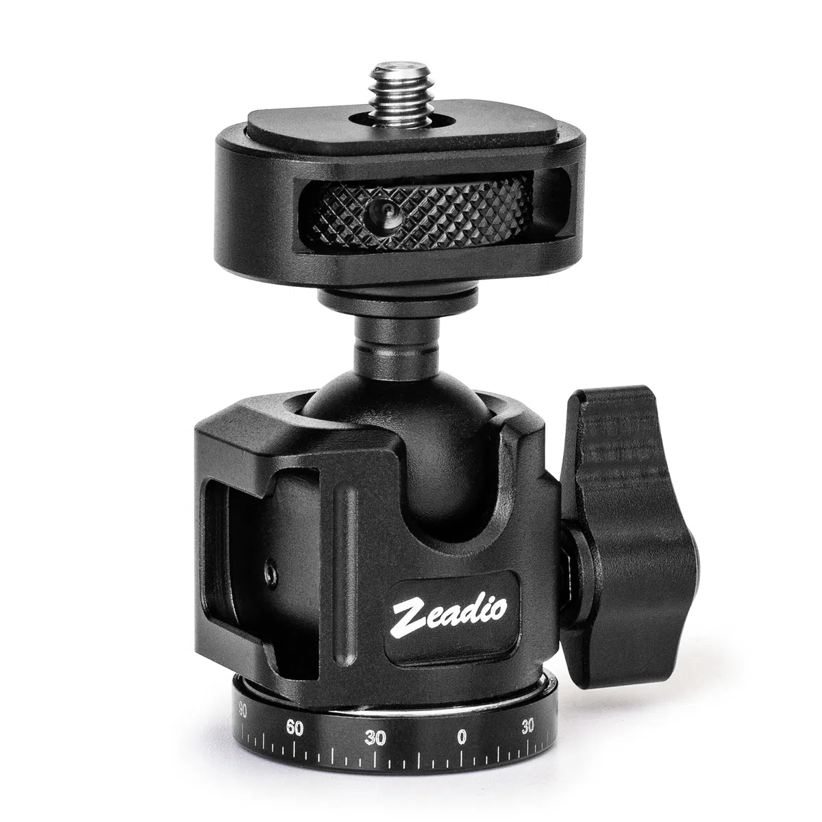 Zeadio Mini Rótula de Bola Totalmente Metálica y Panorámica 360°, con Zapata Fría y Tornillo de 1/4", Rótula Compacta para Trípode, Monopie, Cámara DSLR, Vlogging, Transmisión en Vivo y más