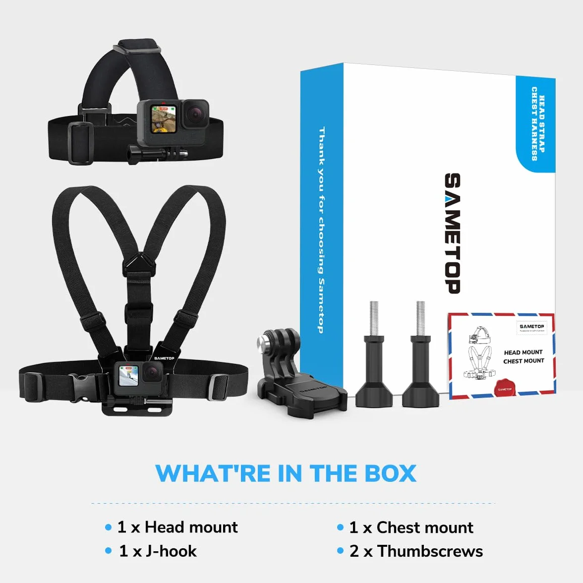 Arnés de Pecho Montura Correas para Cabeza Chest Mount Harness Soporte de Correa Pechera Compatible con GoPro Hero 13 12 11 10 9 8 7 6 5 4 Session 3+ 3 Hero(2018) dji Osmo Cámaras de acción