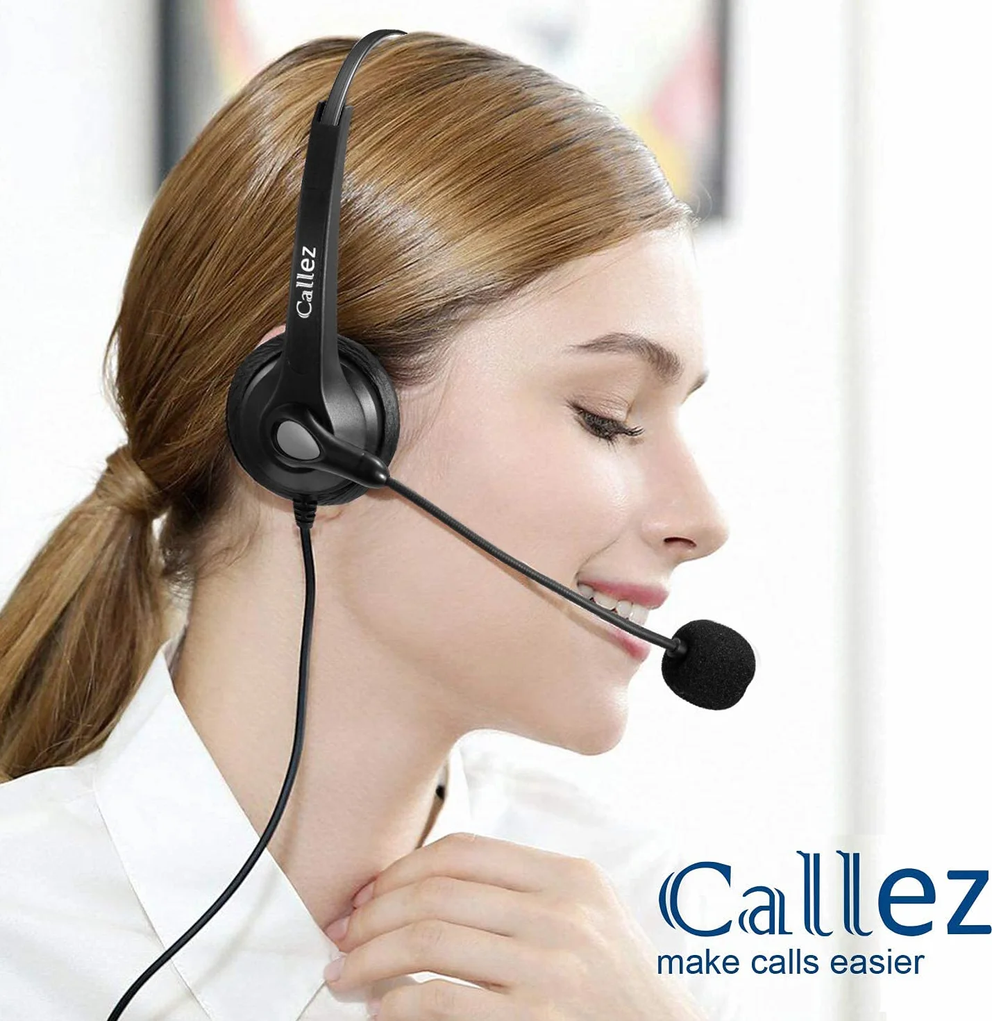 Auriculares Teléfono Fijo RJ9, Micrófono con Cancelación de Ruido, Cascos Binaurales para Grandstream GXP2130 2135 2160 1620 1630 Yealink SIP-T41P T21P T23G T40 Snom D725 Avaya Oficina Call Center