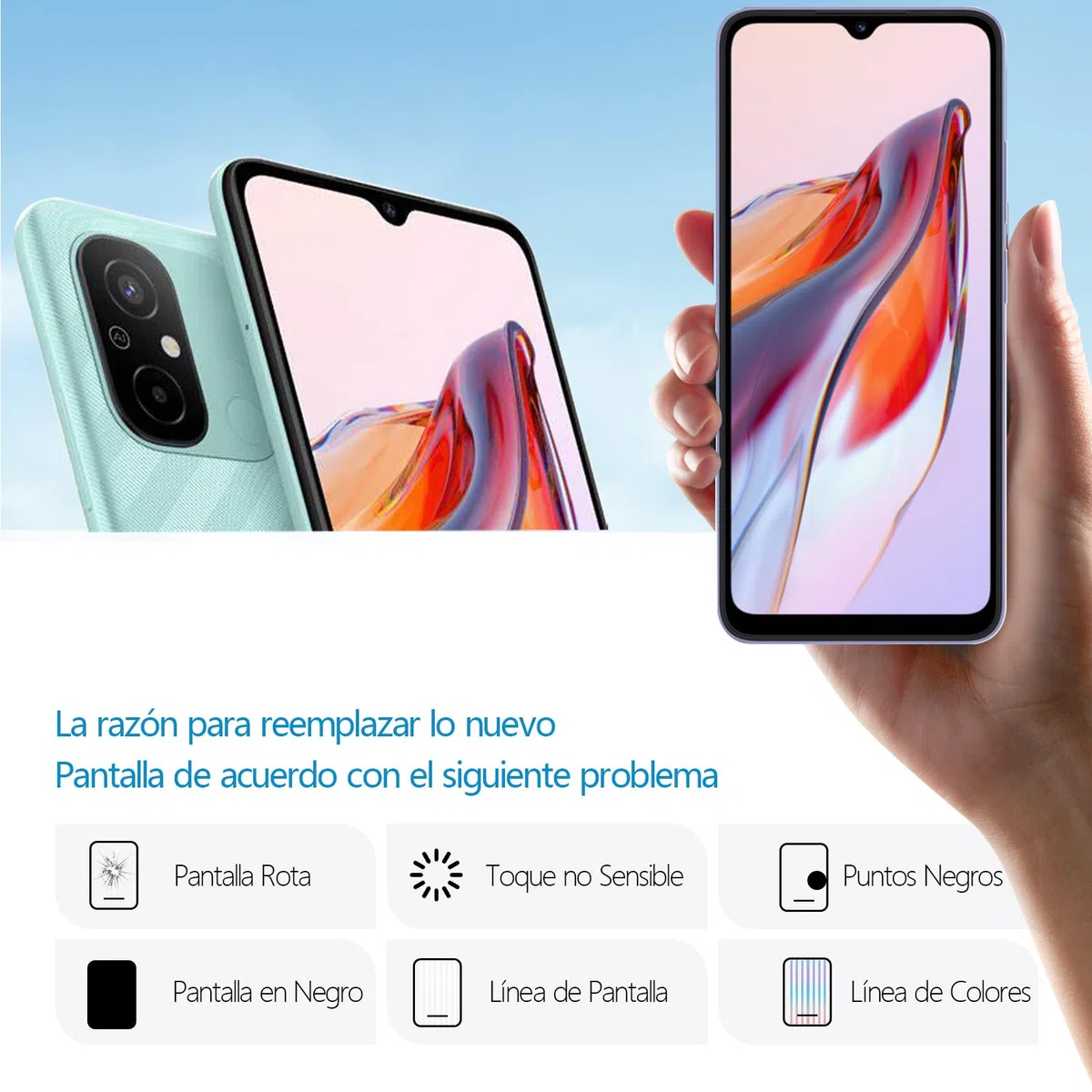 RongZy Pantalla para Xiaomi Redmi 12C Táctil LCD de Repuesto Ensamblaje Digitalizador Reemplazo para Redmi 12C con Herramientas de Reparación(Negro)
