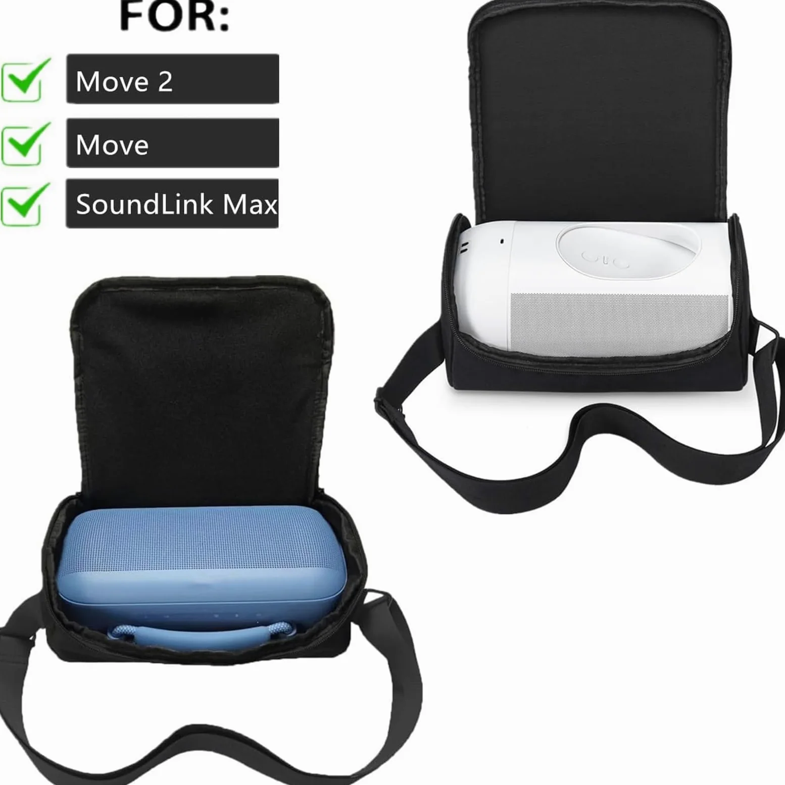 Funda de Transporte para Bose SoundLink MAX Altavoz portátil/para Sonos Move/Move 2 Inteligente Altavoz,Bolsa de Viaje para Sonos Move/Move 2 y Base de Carga,Cable,Accesorios(Negro)