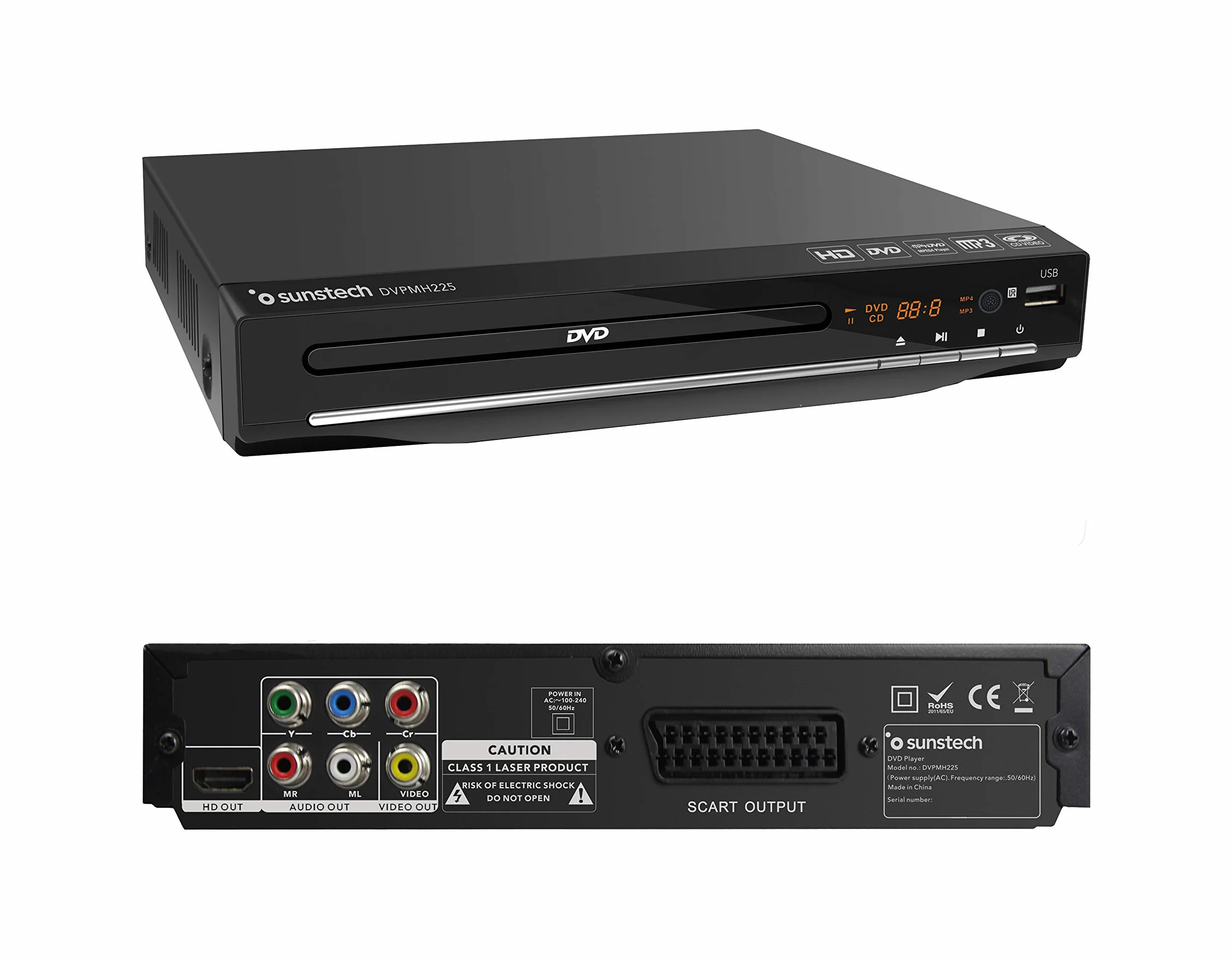 DVPMH225 | Reproductor DVD compacto, color NEGRO
