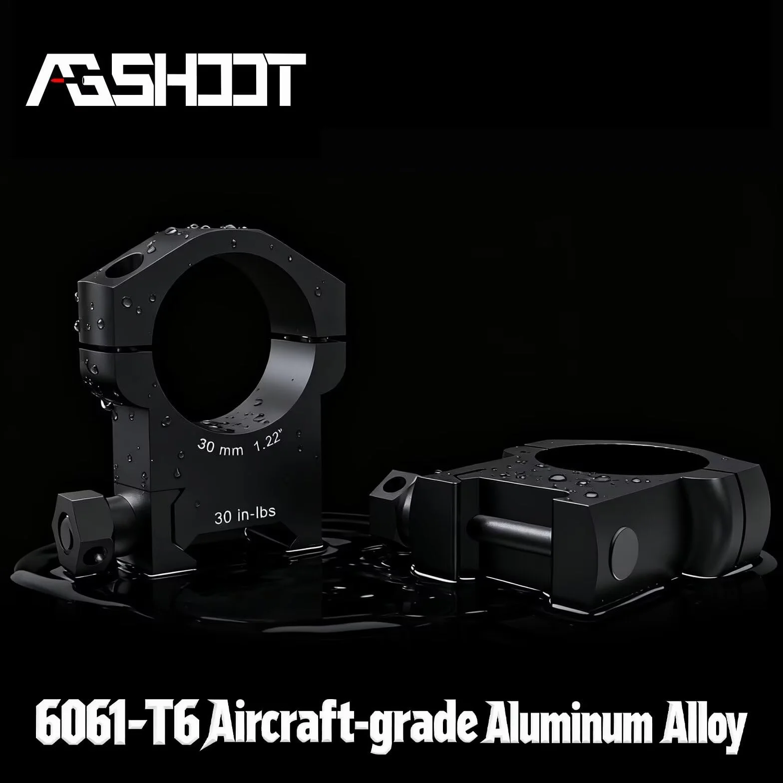Anillas para óptica de 30 mm AGSHOOT perfil alto | Fijación para trineo Picatinny, altura central 31 mm