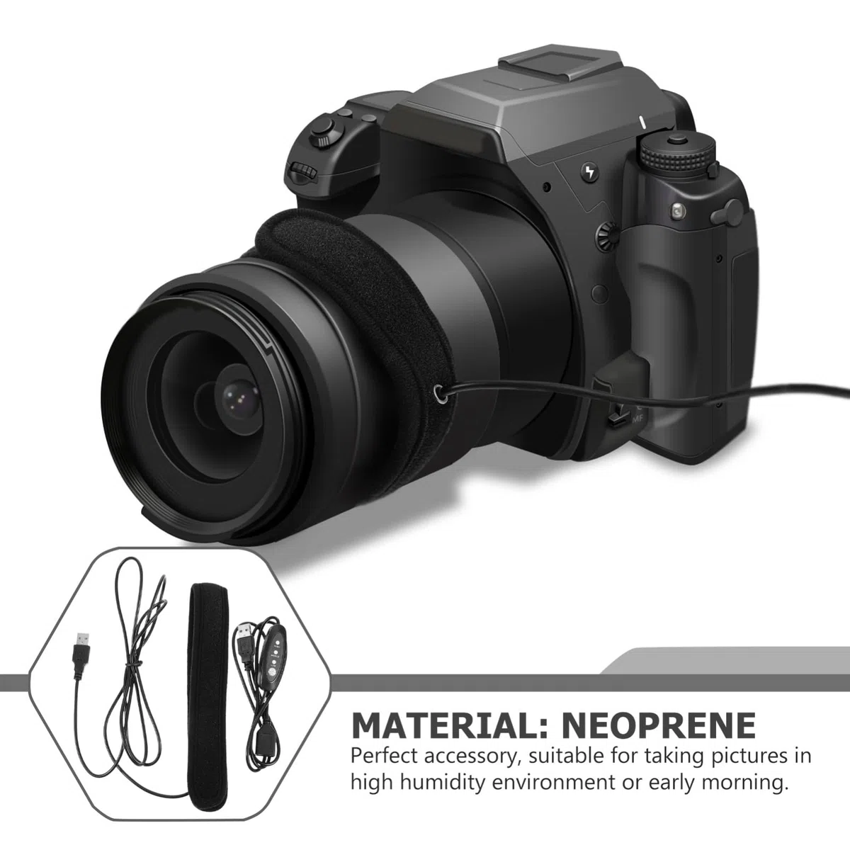 Mobestech Calentador 3 Niveles de Temperatura de de Neopreno de Negro para Protección el Empañamiento para Adecuado para Fotografía en Ambientes Húmedos y Fríos Fotografía en Ambientes Húmedos y Fríos