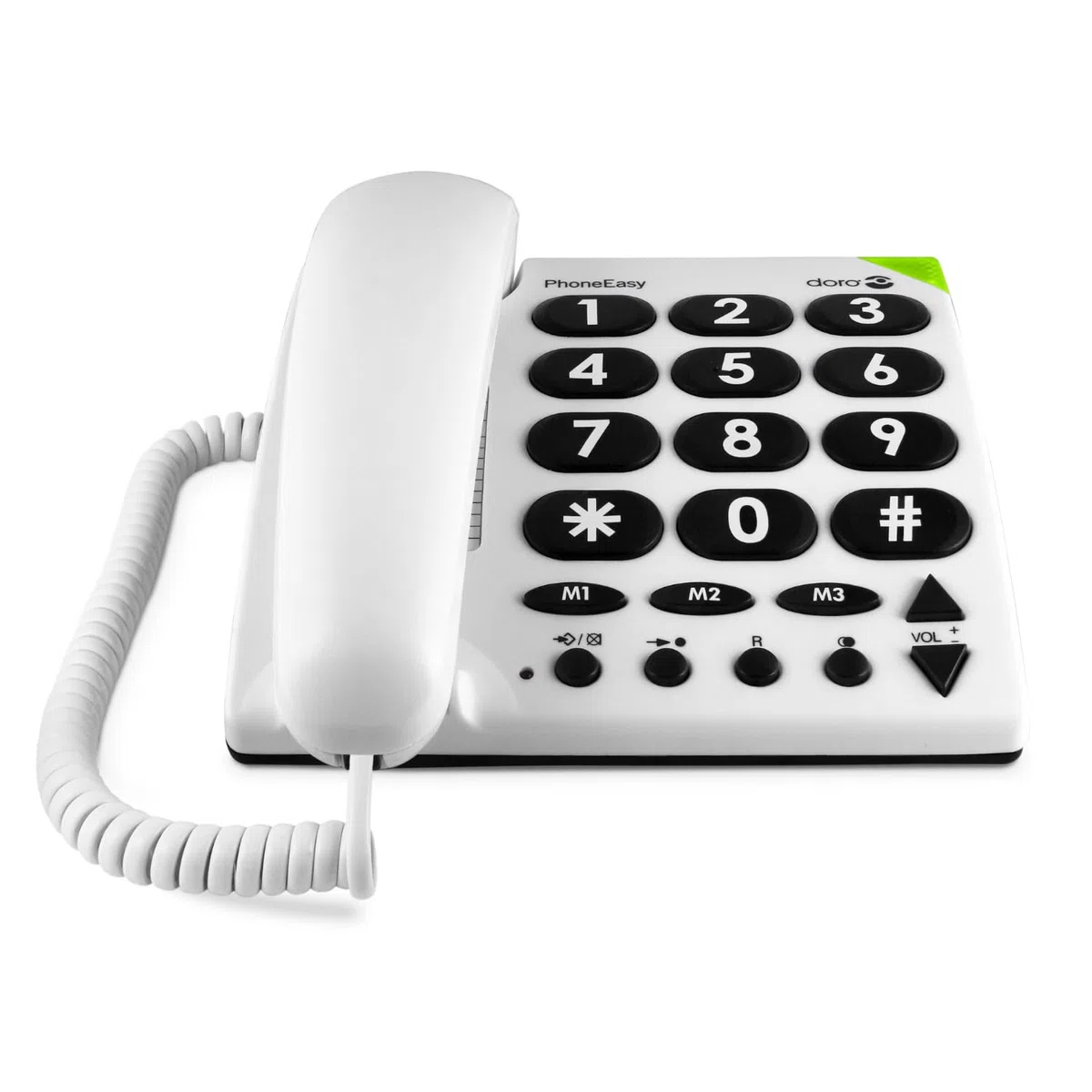 Doro PhoneEasy 311c Teléfono Fijo con Cable para Personas Mayores con Teclas Grandes, Marcación Rápida y Compatible con Audífonos (Blanco) [Versión Española]