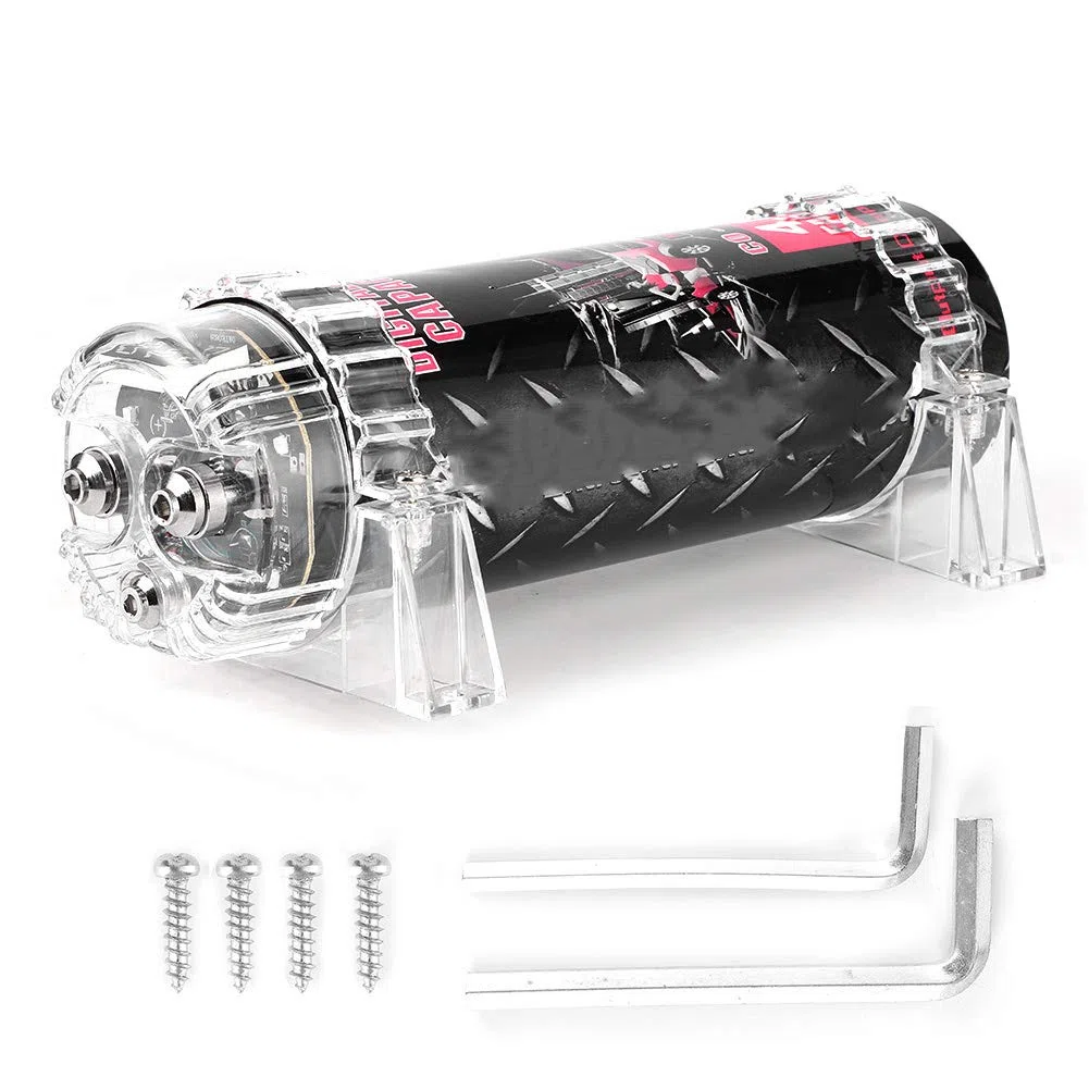 KIMISS Capacitor 4 para coche, para amplificador de o, con pantalla LED, estabilizador de voltaje, condensador de potencia para auto