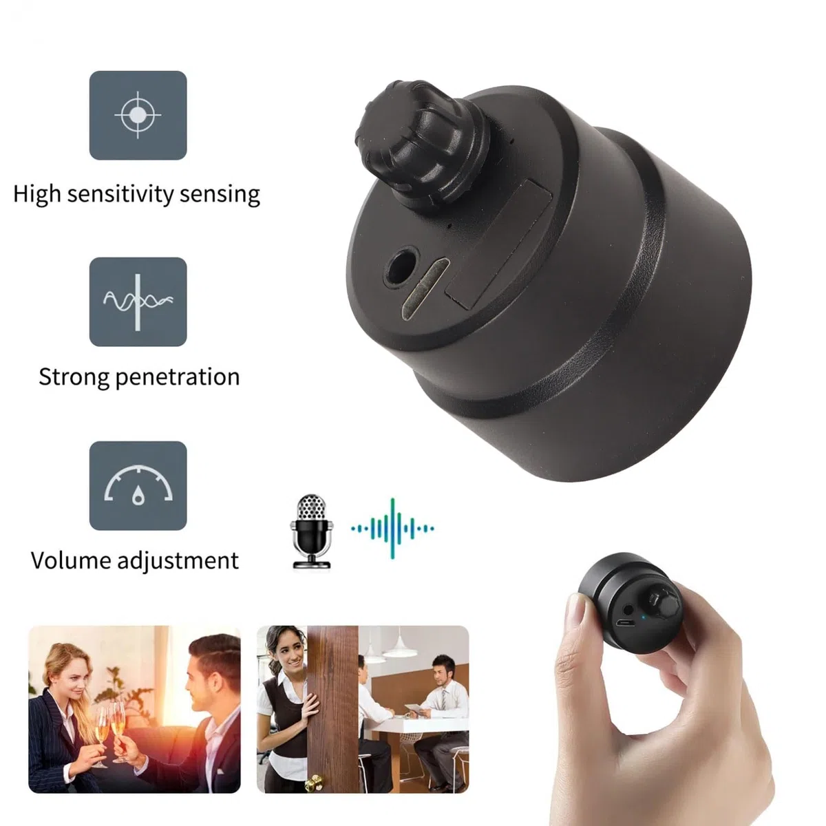 Versión Mejorada Escucha Súper Sensible, Amplificador de Micrófono a Través de Pared, Dispositivo de Escucha de Oído con Fuga de Pared de Sensibilidad de Penetración Fuerte