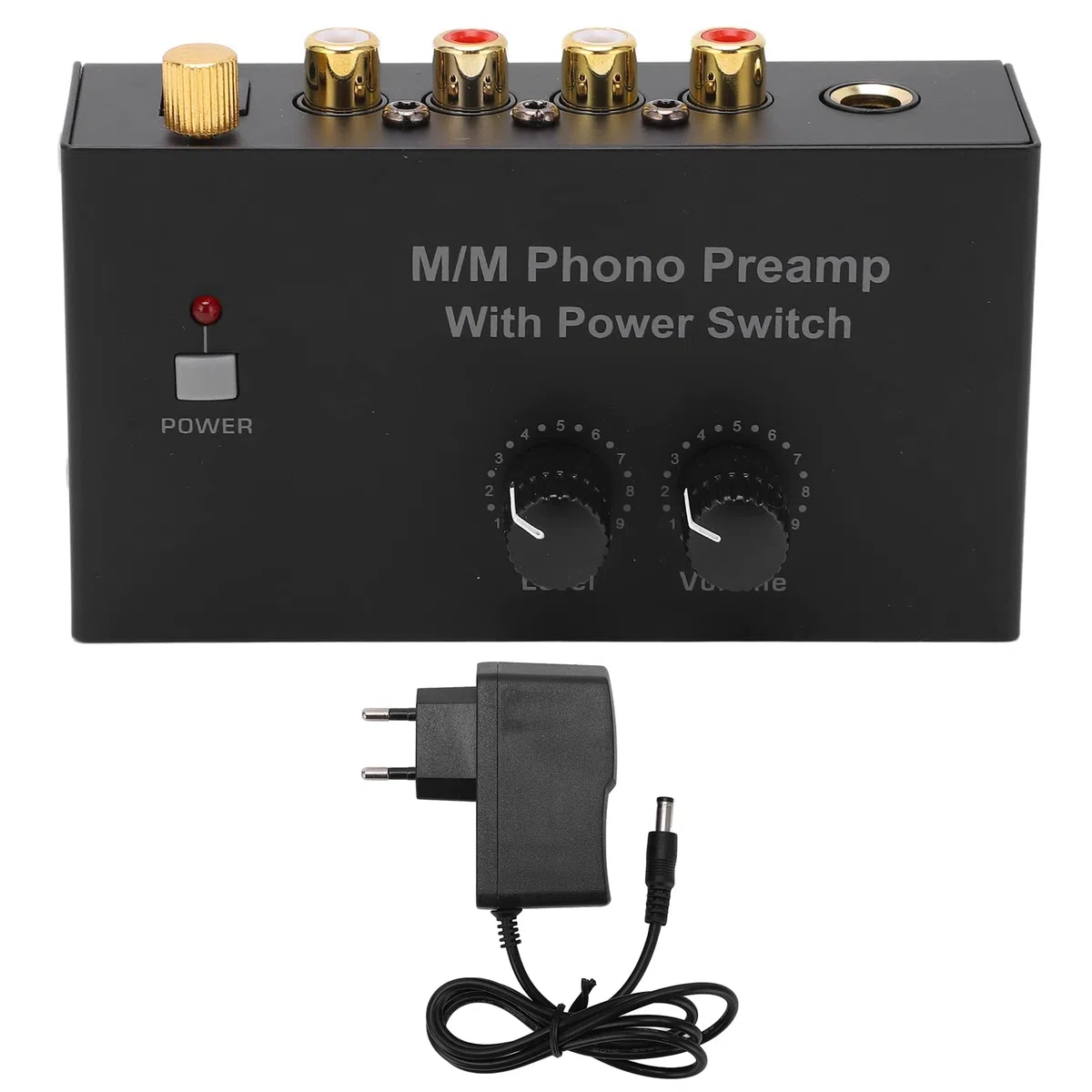 VGEBY Preamplificador de Fono, Preamplificador de Control de Volumen de Tocadiscos de Nivel de Salida de Entrada RCA con Interruptor para Equipo de Audio Altavoz