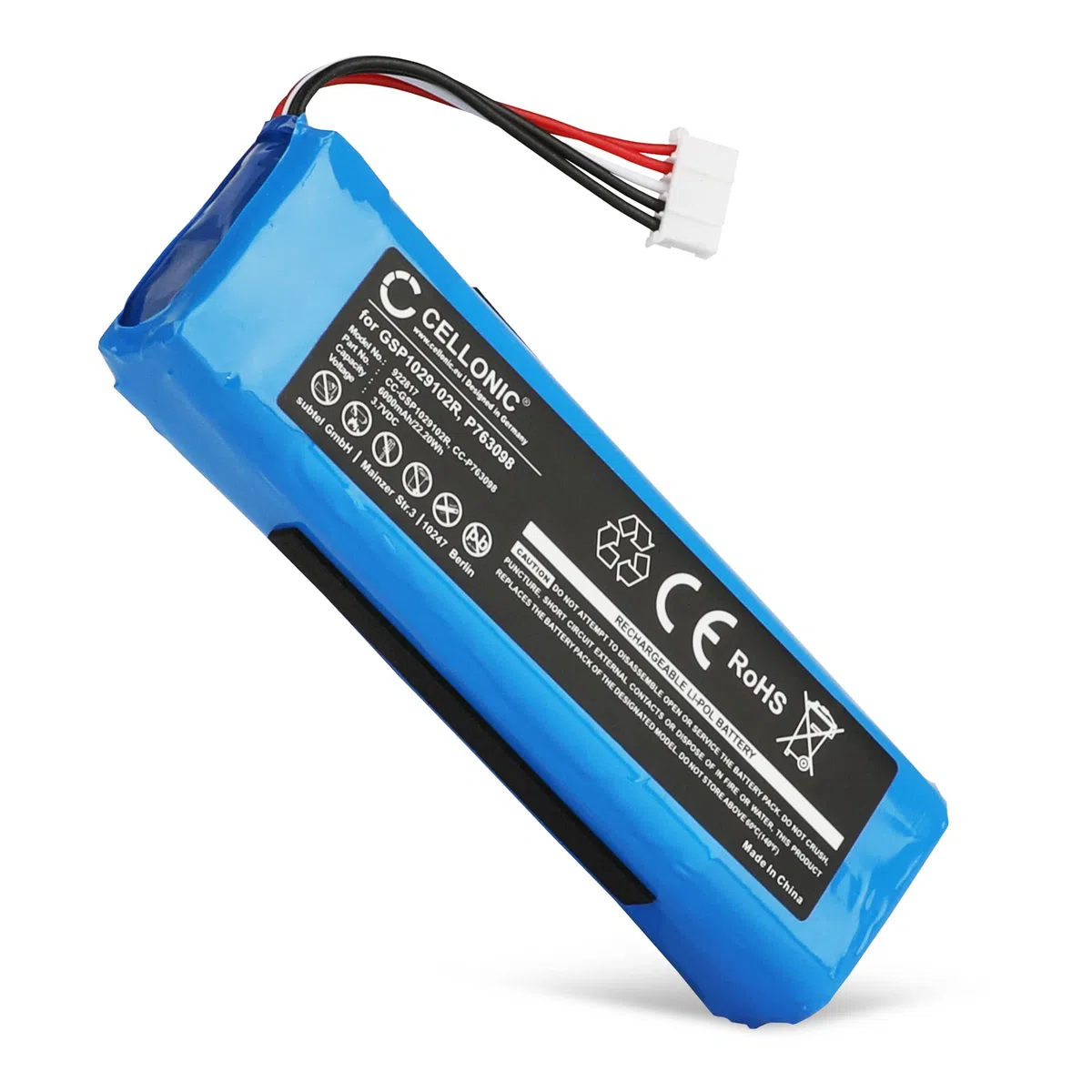 CELLONIC 1x Batería para Altavoz Compatible con JBL Charge 2, Charge 2 Plus, Charge 3 (2015), GSP1029102 - (6000mAh, 3.7V)