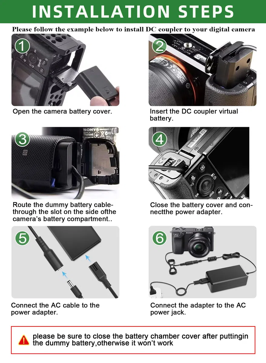 AC-PW20 Adaptador de Corriente con Pantalla LCD NP-FW50 Kit de acoplador de CC de batería simulada para Sony Alpha A6000 A6100 A6300 A6400 A5100 A7 A7RII A7S ZV-E10 RX10II III IV NEX3 / 5/6/7