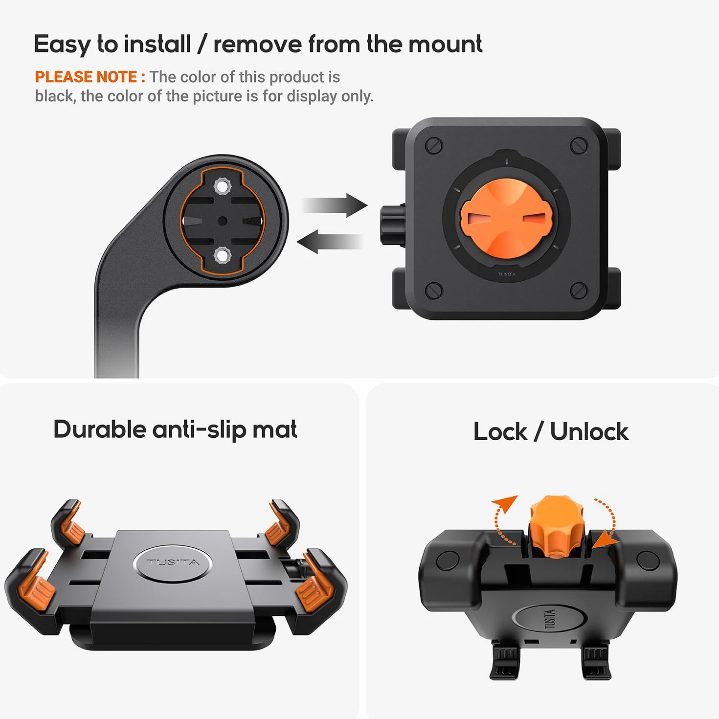 TUSITA Soporte para Teléfono Móvil para Bicicleta Compatible con Garmin Mount, 4.0"-6.9"