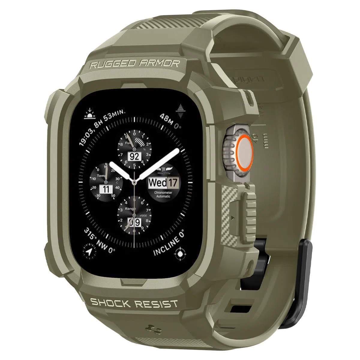 Spigen Rugged Armor Pro - Funda con correa compatible con Apple Watch Ultra 2 de 49 mm y Apple Watch Ultra de 49 mm