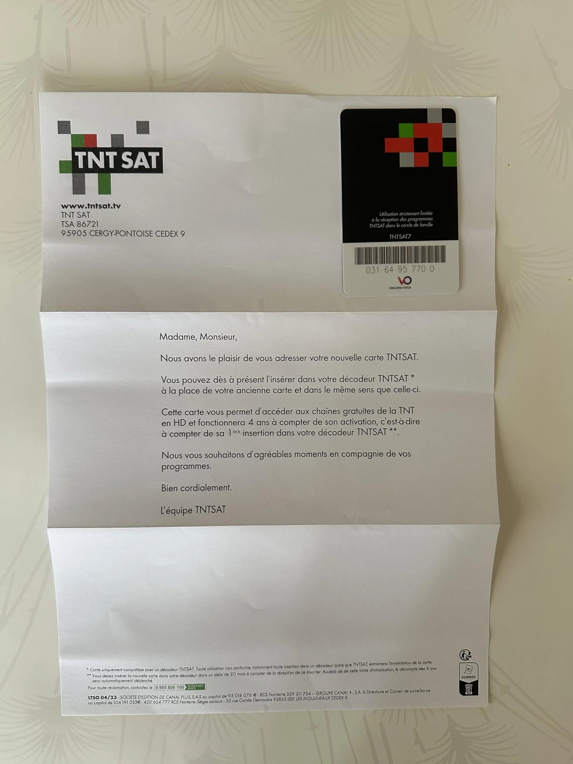 Tarjeta oficial TNT Sat – nueva – válida para 4 años – Receptor de satélite
