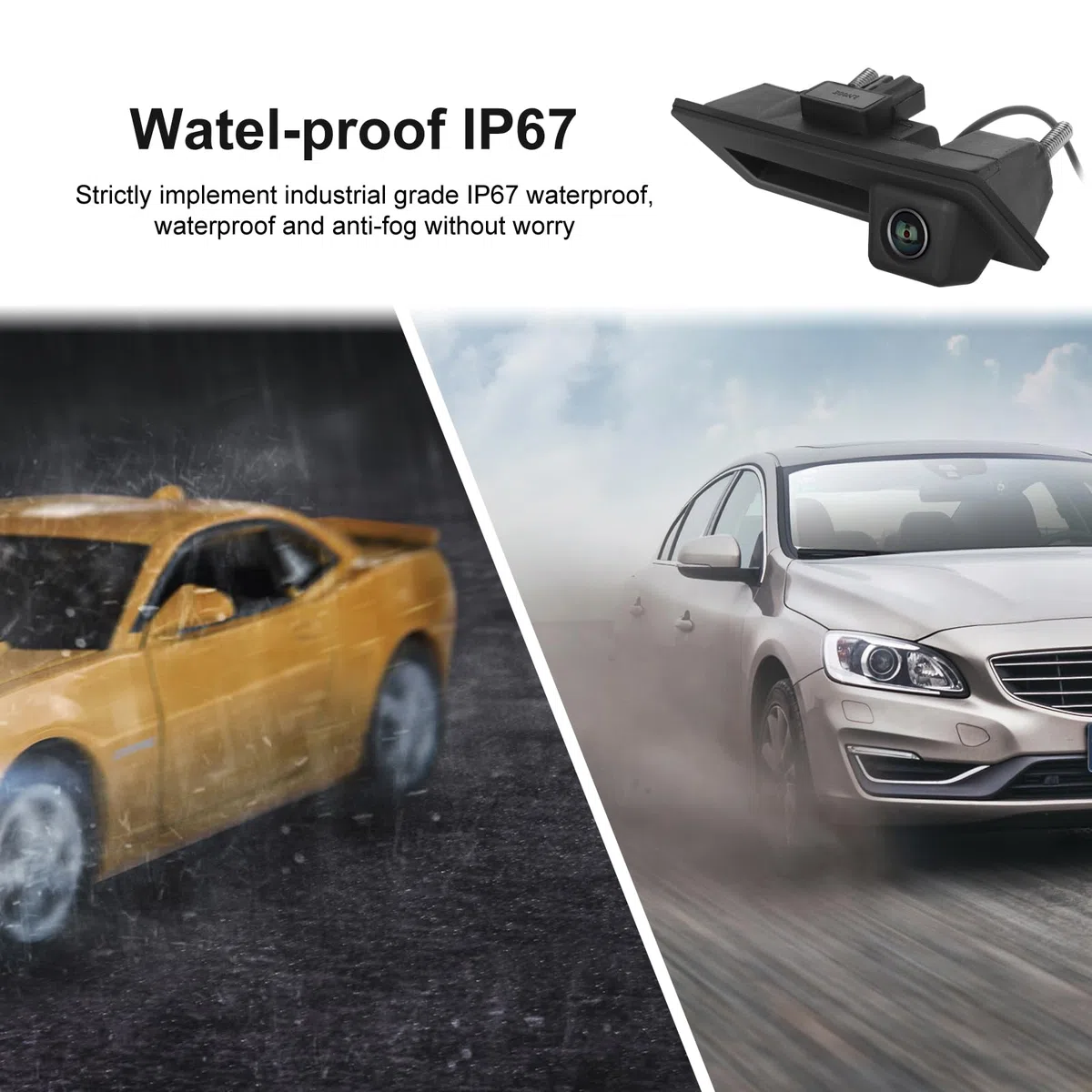 CAMECHO Cámara Trasera HD 1280 * 720P para Audi A4L A3 Q3 Q5 y VW Volkswagen Passat Tiguan Touareg, cámara de 170 Grados IP67 Resistente al Agua, visión Nocturna, AHD y CVBS