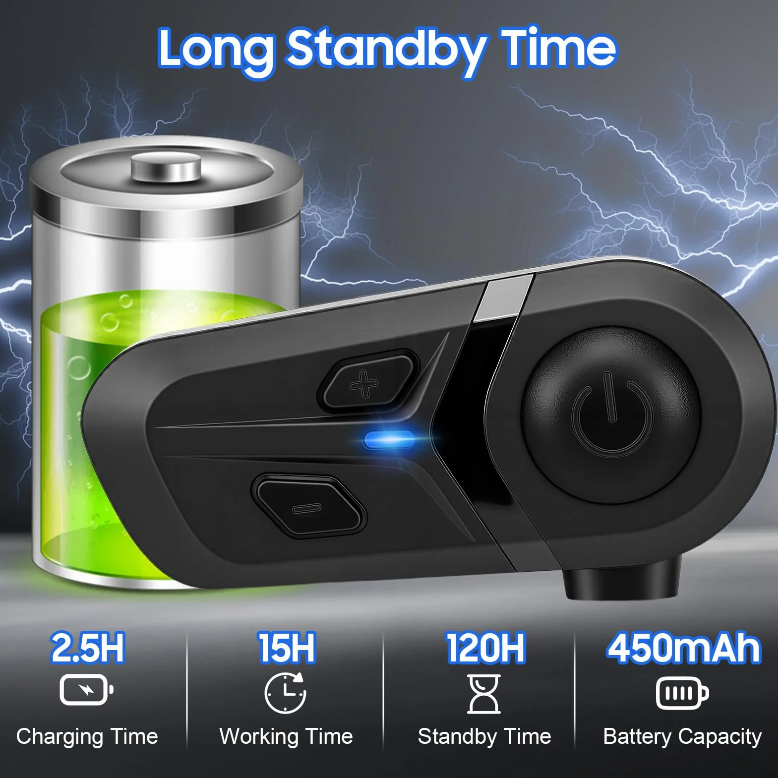 Yosoo Health Gear Intercomunicador de Motocicleta Casco Auricular Bluetooth con Cancelación de Ruido, Auriculares con Asistente de Voz, Respuesta Automática, Llamada, Control de Música, GPS