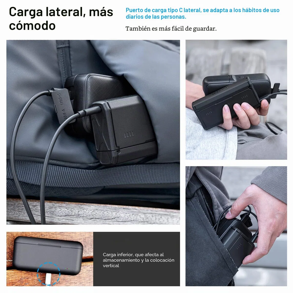 TELESIN Cargador de Batería para GoPro Hero 12 11 10 9, Carga Rápida, Diseño Portátil, 3 Ranuras, Almacenamiento de 2 Tarjetas TF, Consulta de Energía, para Enduro y Batería Estándar, Accesorios