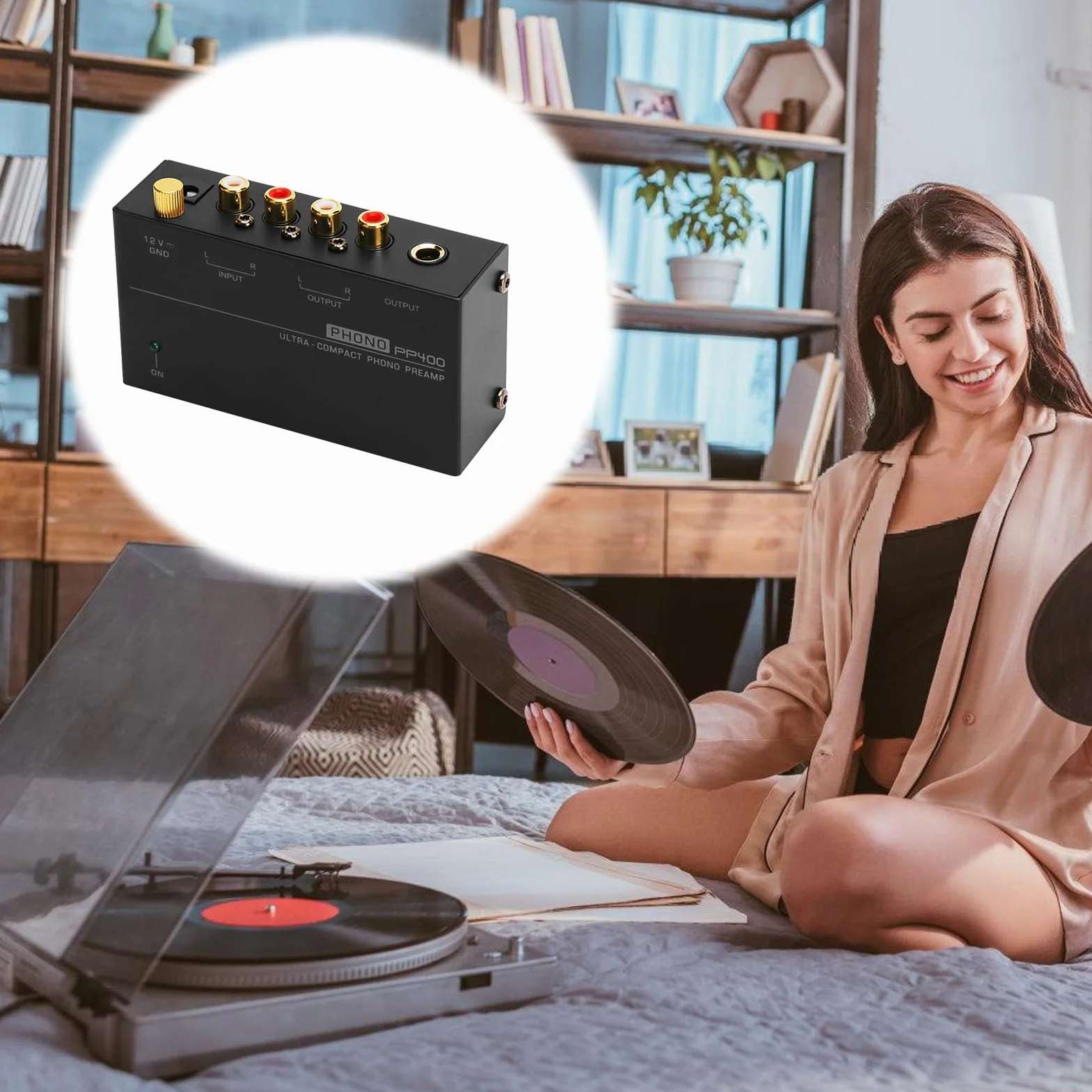 Preamplificador Phono para Tocadiscos Phonograph M/M: Nizirioo M/M Preamplificador Phono para Tocadiscos Entrada y Salida RCA Preamplificador Phono con Nivel 12V 1A Adaptador de corriente