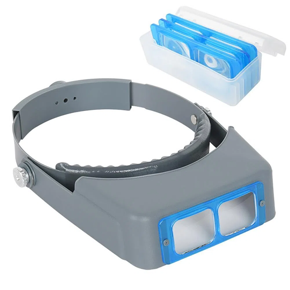 TECKEEN 1.5X/2X/2.5X/3.5X - Lupa óptica para cabeza con 4 lentes, para reparación de relojes, visera de cabeza de soldadura