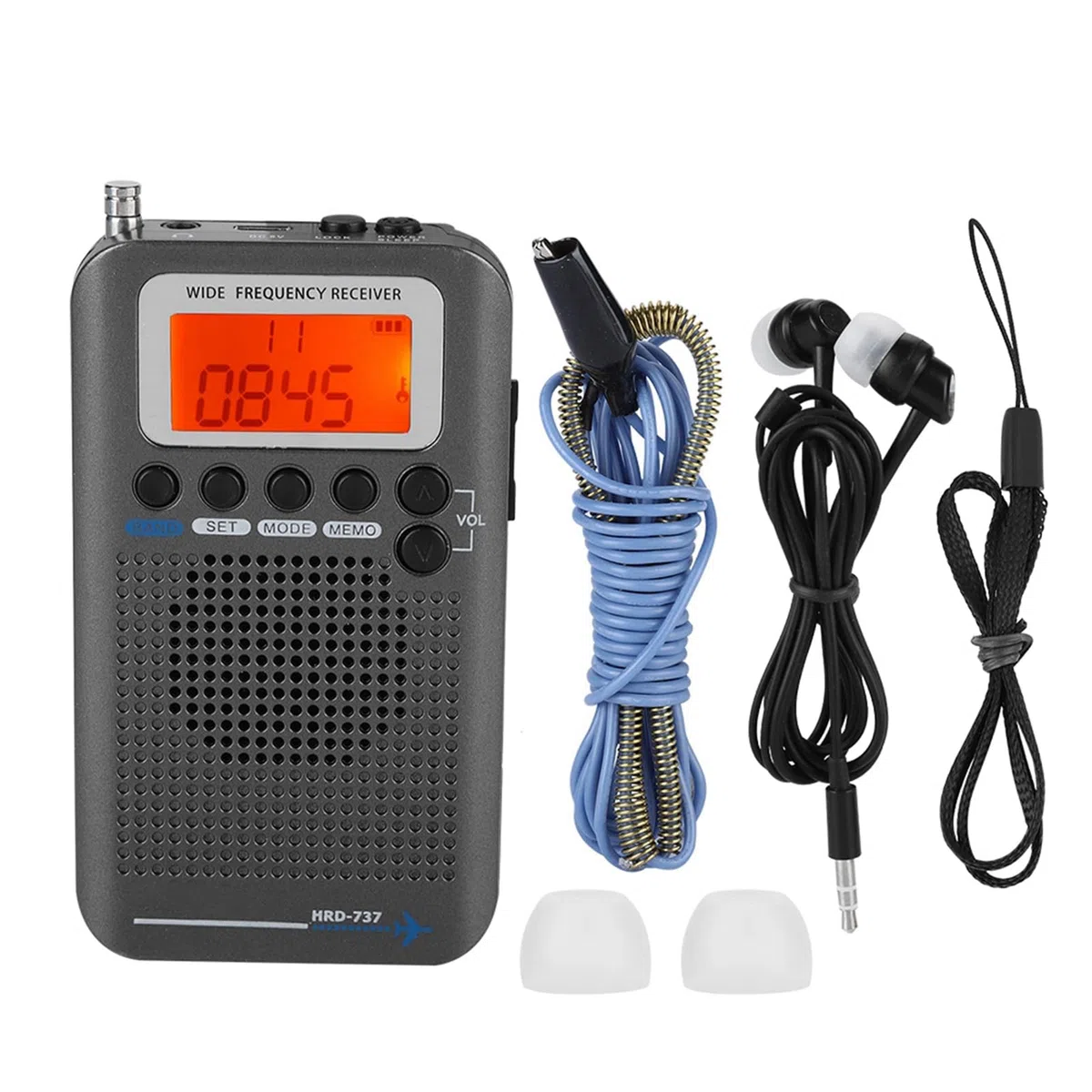 Radio VHF Airband, Receptor de Banda Aérea Portátil Escáner VHF UHF Completo Radio Grabadora AB Receptor Dorado FM Am CB SW Pantalla LCD con Retroiluminación (Black)