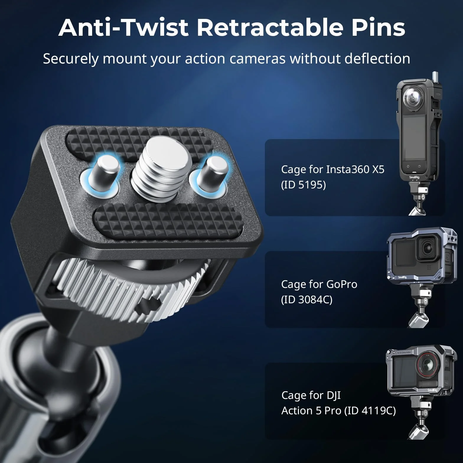 SMALLRIG Brazo mágico de 11 pulgadas con pinza en forma de cangrejo, brazo con tornillo de 1/4"-20 y pasadores retráctiles, para cámaras de acción, monitores, lámparas de video y micrófonos - 5311