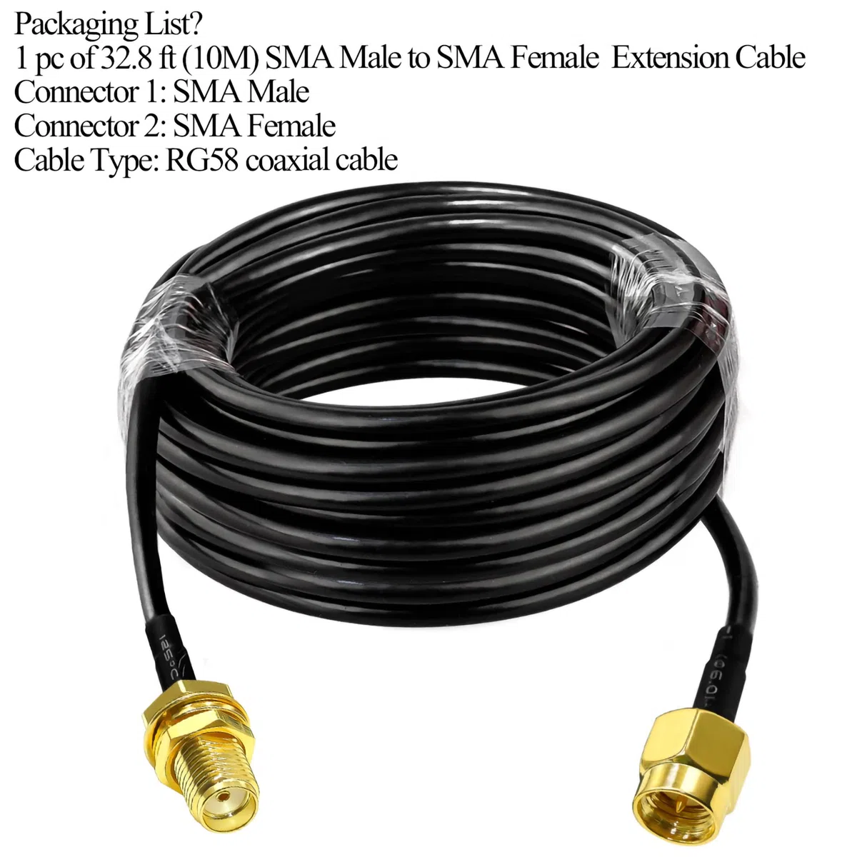 TUOLNK Cable de Extensión SMA RG58 32,8 Pies (10M) Coaxial Macho a Hembra 3G 4G LTE Antena WiFi LAN Inalámbrica RF Flexible de Baja Pérdida Radio CB