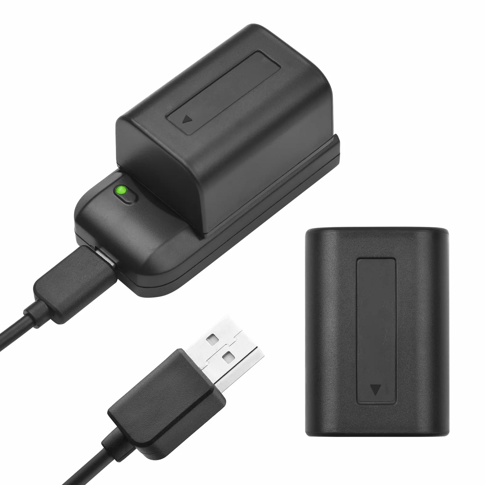 Andoer Cargador de batería NP-FV5 con luz indicadora LED + 2 baterías NP-FV5 Plus 3.7V 1000mAh con Cable de Carga USB