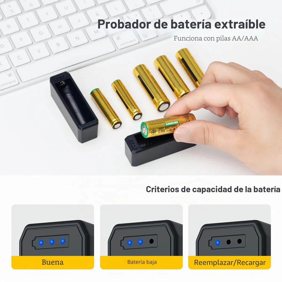 KIWIFOTOS Maletín de almacenamiento de batería con comprobador de batería, organizador de batería duro para 30 ranuras AA, 18 ranuras AAA, 10 ranuras para pilas de botón