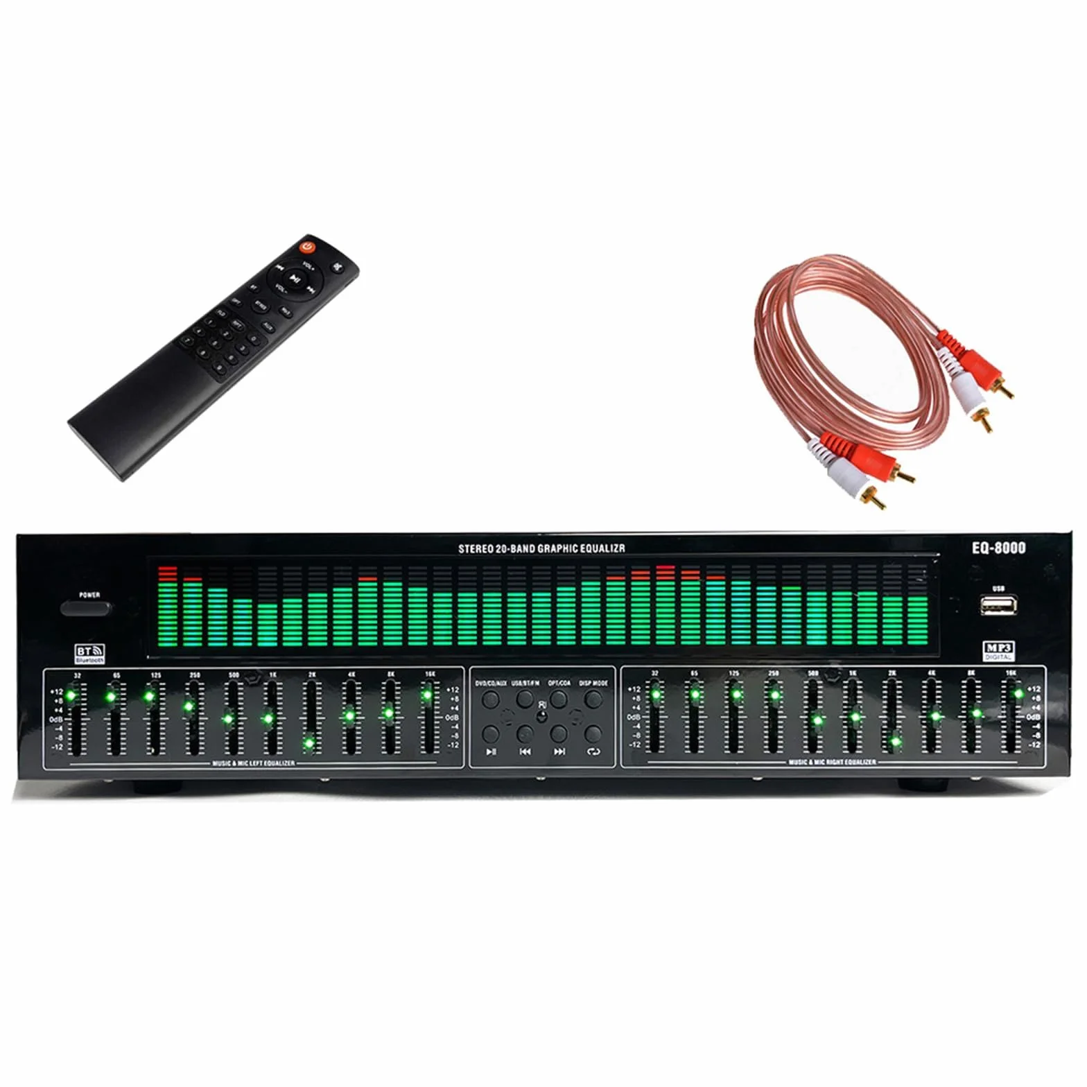 COYEUX Ecualizador Digital de 31 Bandas, Ecualizador gráfico HiFi, 12 Modos de Ritmo, Doble sintonización Independiente de 10 segmentos, reducción de Ruido, Uso en Estudio de grabación