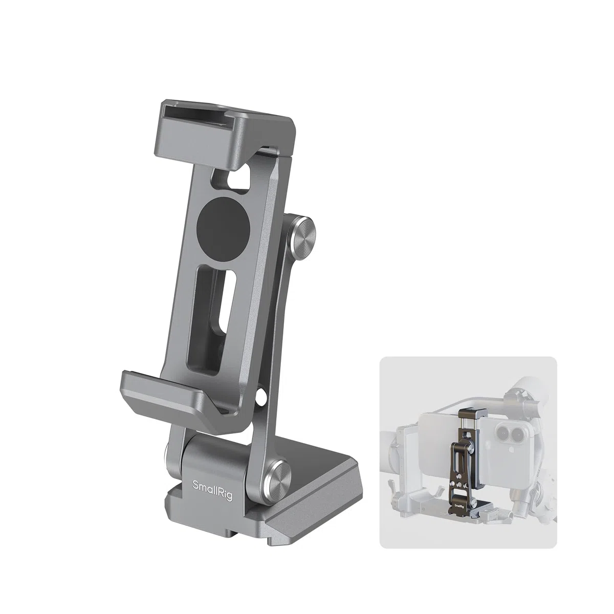SMALLRIG Soporte Metálico para Teléfonos con Base para Arca-Swiss, Compatible con DJI RS 4 Mini y RS 3 Mini, Soporte Ajustable para iPhone 17/16/15, Para SAMSUNG y Universal Teléfono - 5338