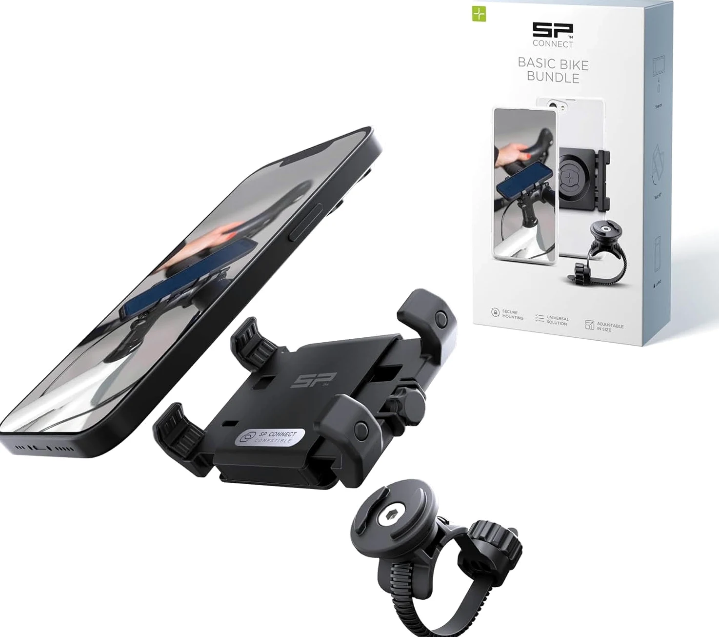 SP Connect Soporte Universal de Teléfonos Móviles apra Bicicleta - Soporte para Smartphone para Bicicletas de Montaña y de Carretera - Bloqueo giratorio - Para Dispositivos de 58-85 mm de Ancho